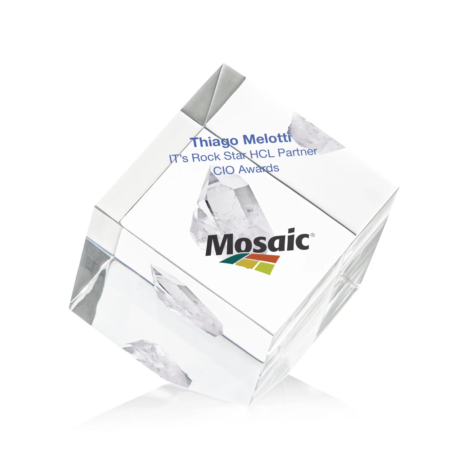 Custom Corner Cube Acrylic Embedment Award for Medallions for sales achievement awards