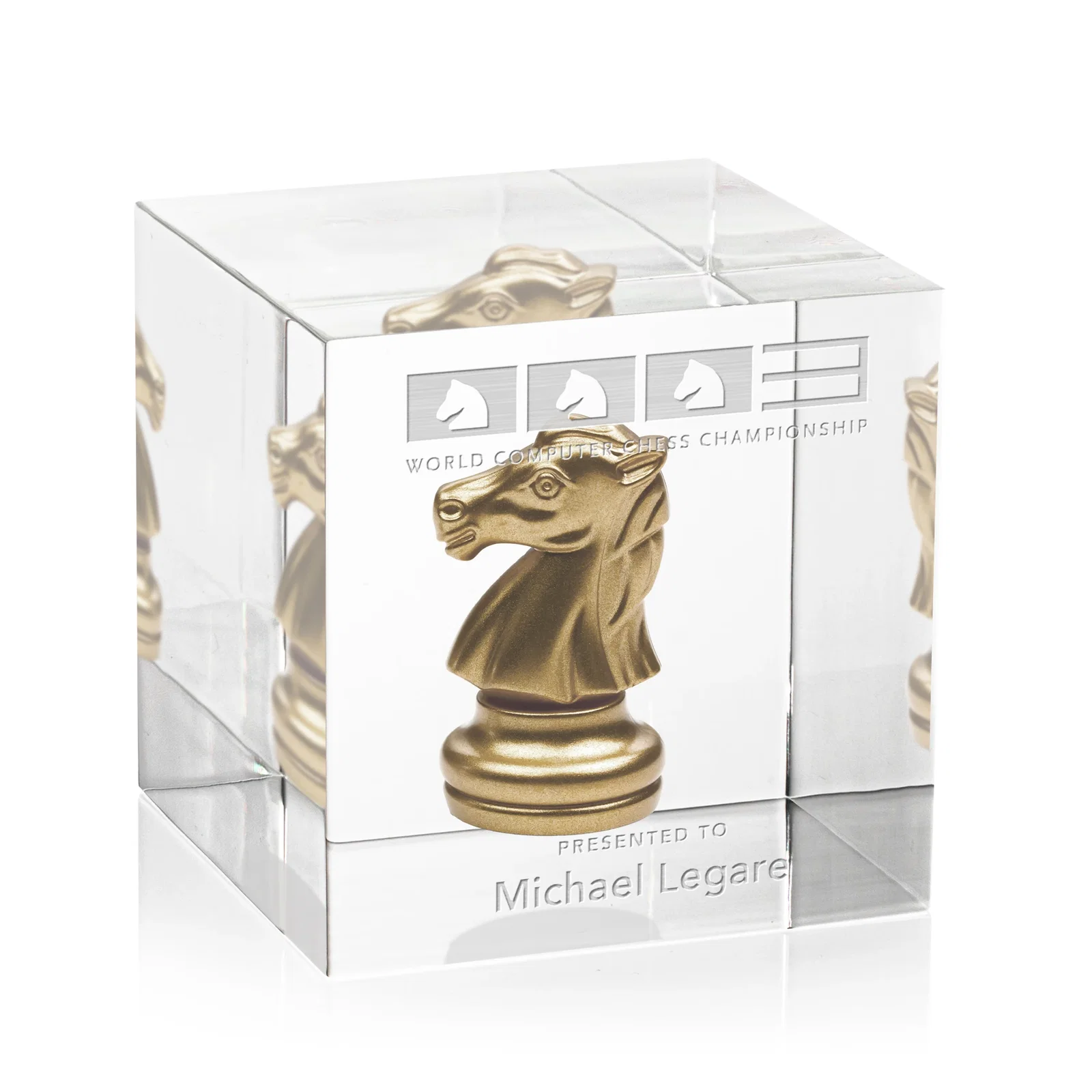 Custom True-Cube Acrylic Embedment Award for Medallions for sales achievement awards