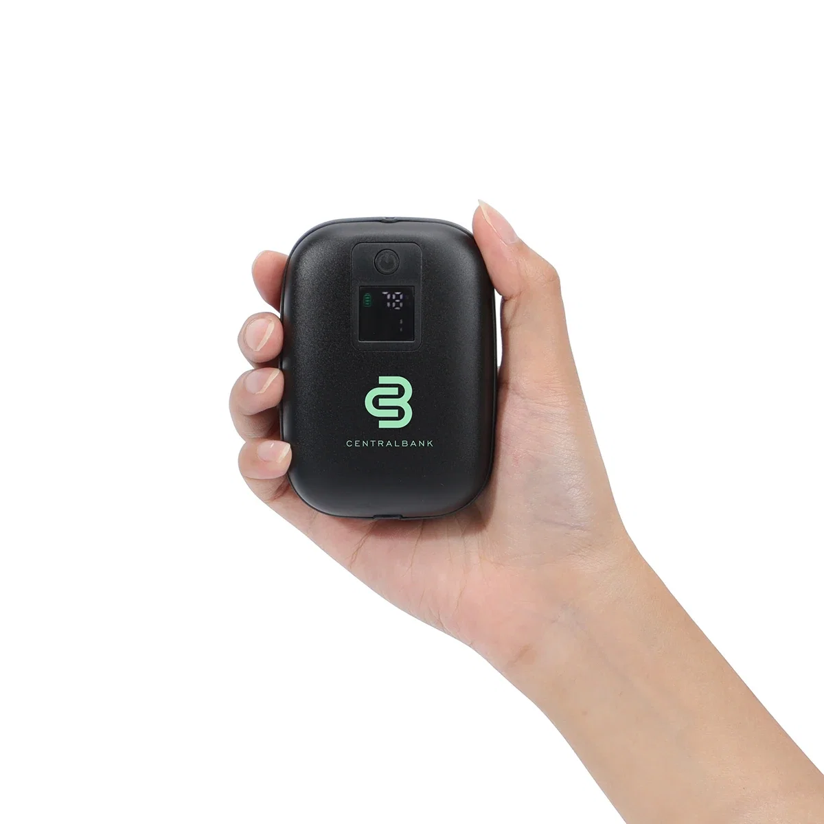 Close-up of the Ember Hand Warmer's logo imprint area