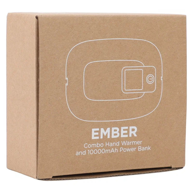 Retail packaging for the Ember Combo Hand Warmer & Power Bank