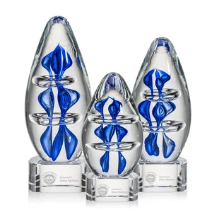 Blue Hand-Blown Glass Teardrop Award