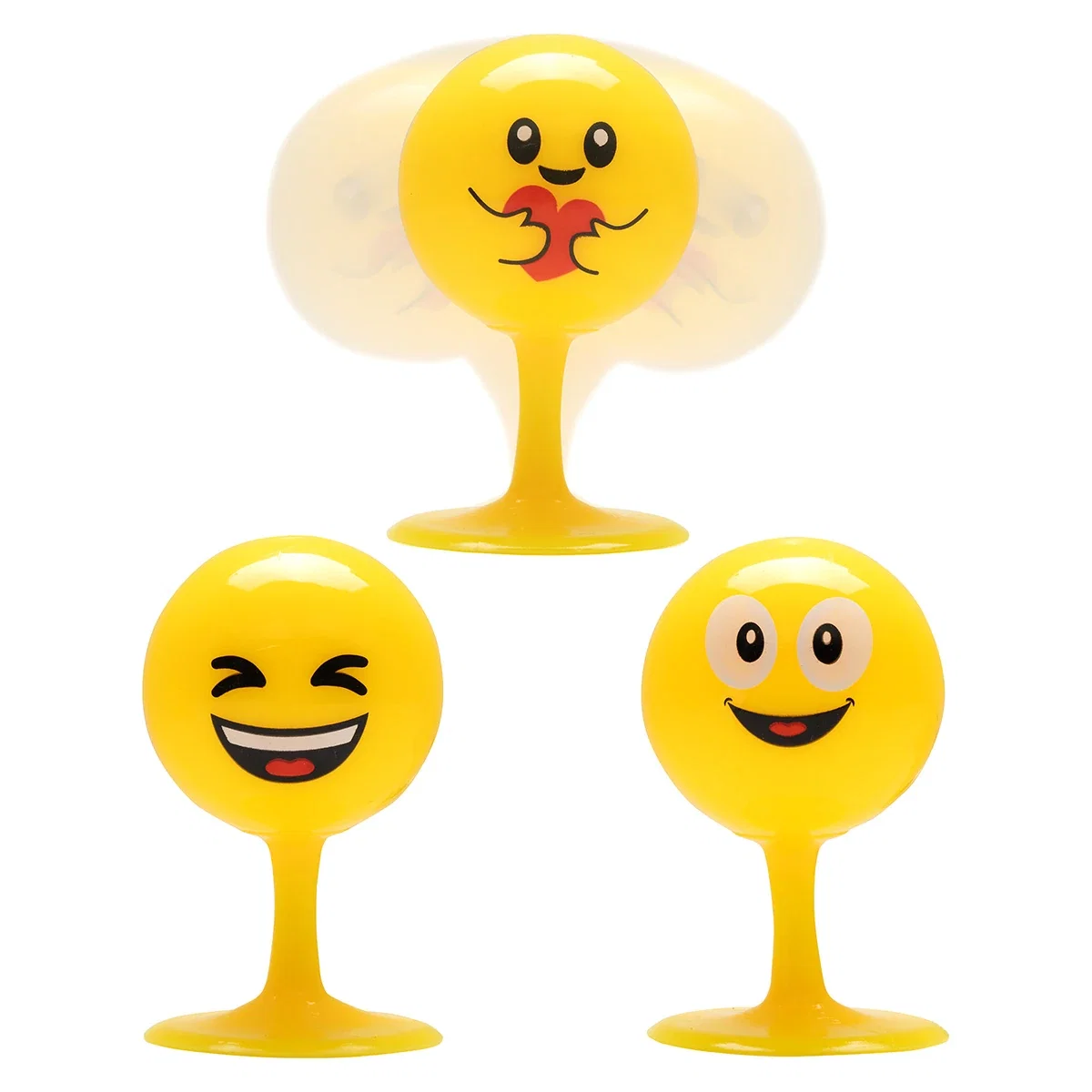 Custom Emoji Bopper Desk Ball with Suction Cup, front view of the branded desk toy