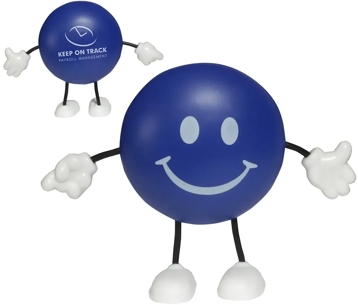 Emoticon Face Round Stress Reliever close-up of the printable face, a custom promotional squeeze toy