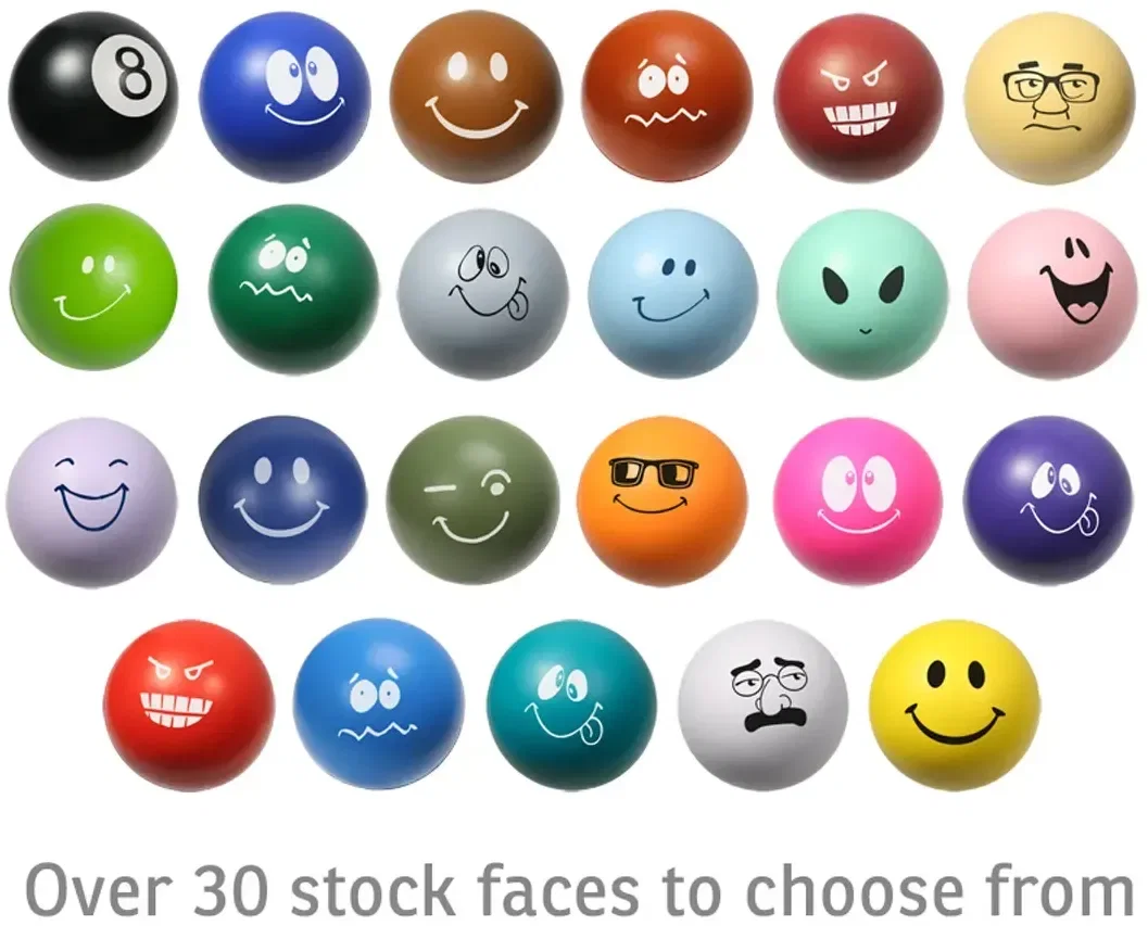 Emoticon Stress Ball hero shot, custom emoji promotional stress ball printed with your logo