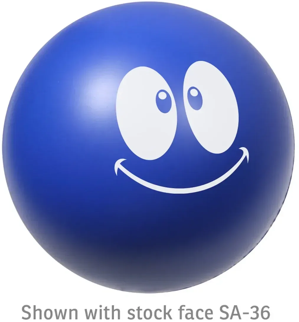 Emoticon Stress Ball back view with logo imprint area, custom emoji promotional stress ball