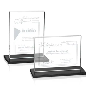 Starfire Crystal Rectangle Award On An Ebony Base