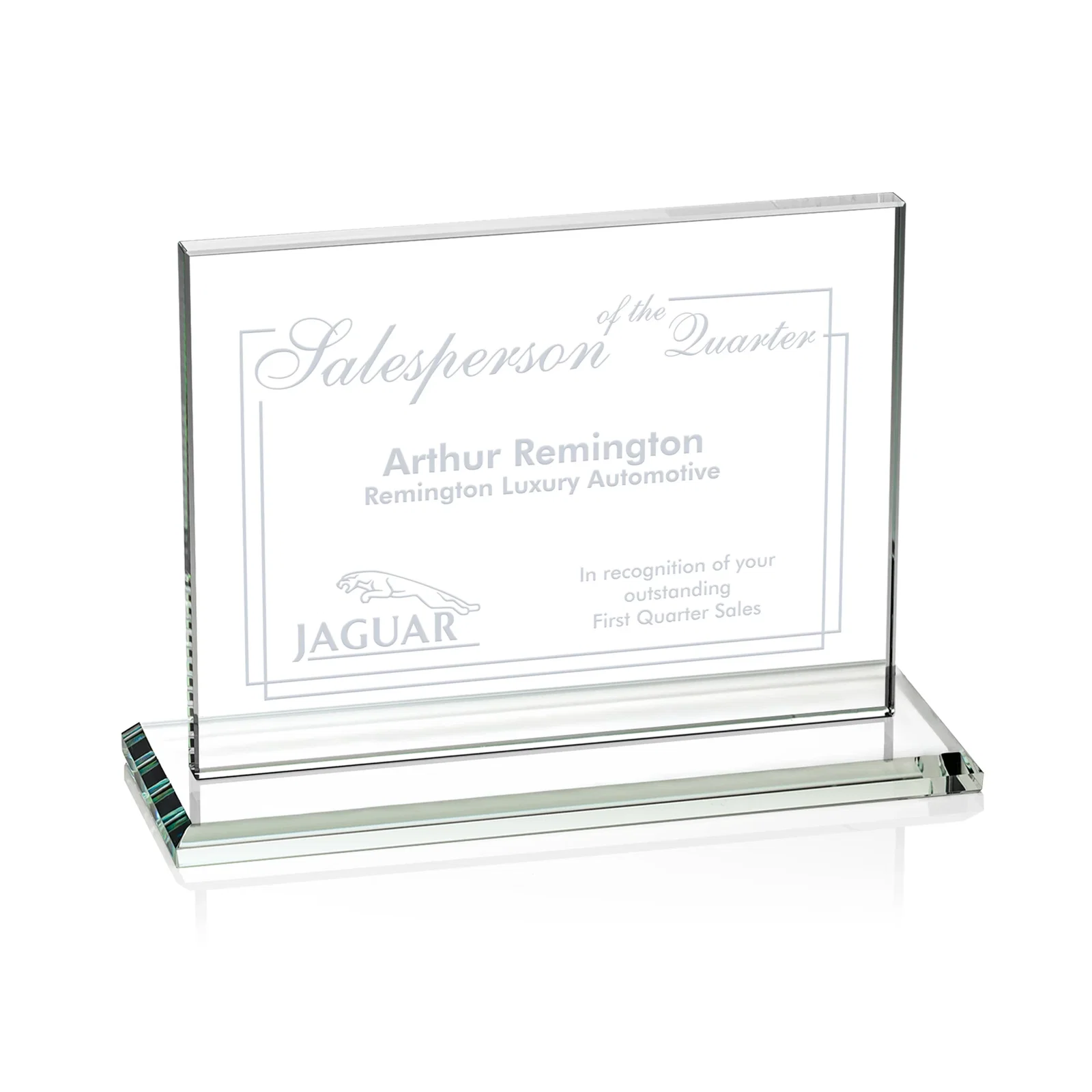 Custom Starfire Crystal Rectangle Award On An Ebony Base for volunteer appreciation