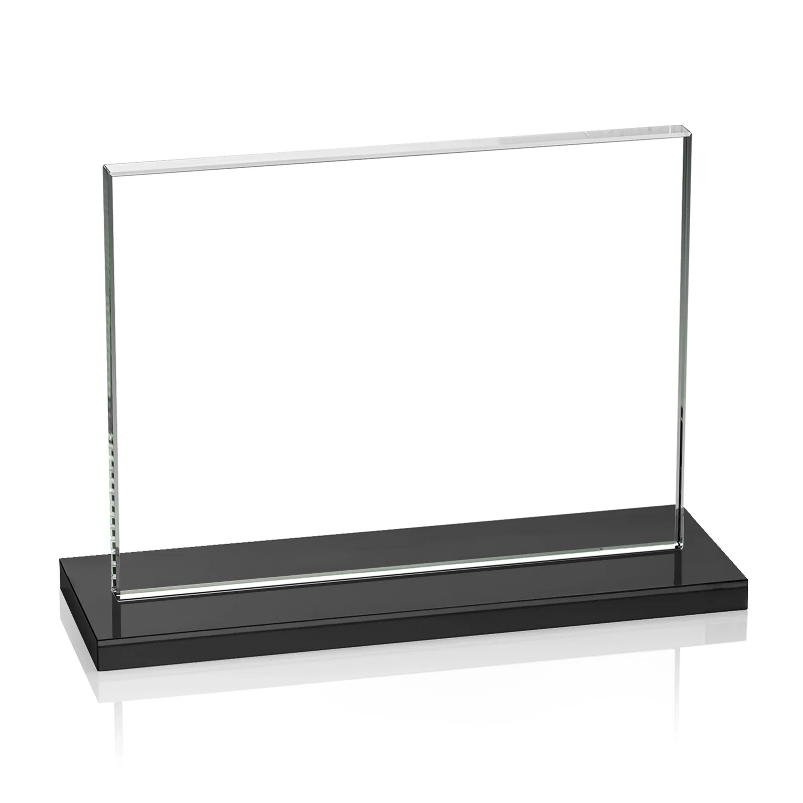 Promotional Starfire Crystal Rectangle Award On An Ebony Base, with your logo for company anniversary events