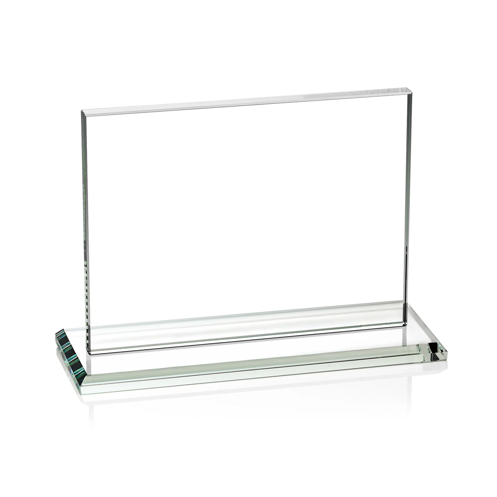 Branded Starfire Crystal Rectangle Award On An Ebony Base, with your logo for corporate award ceremonies