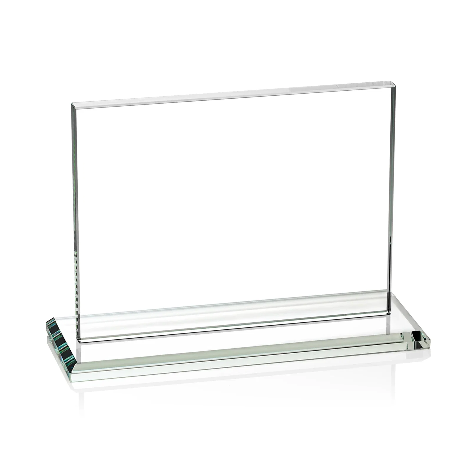 Branded Starfire Crystal Rectangle Award On An Ebony Base, with your logo for service anniversary gifts