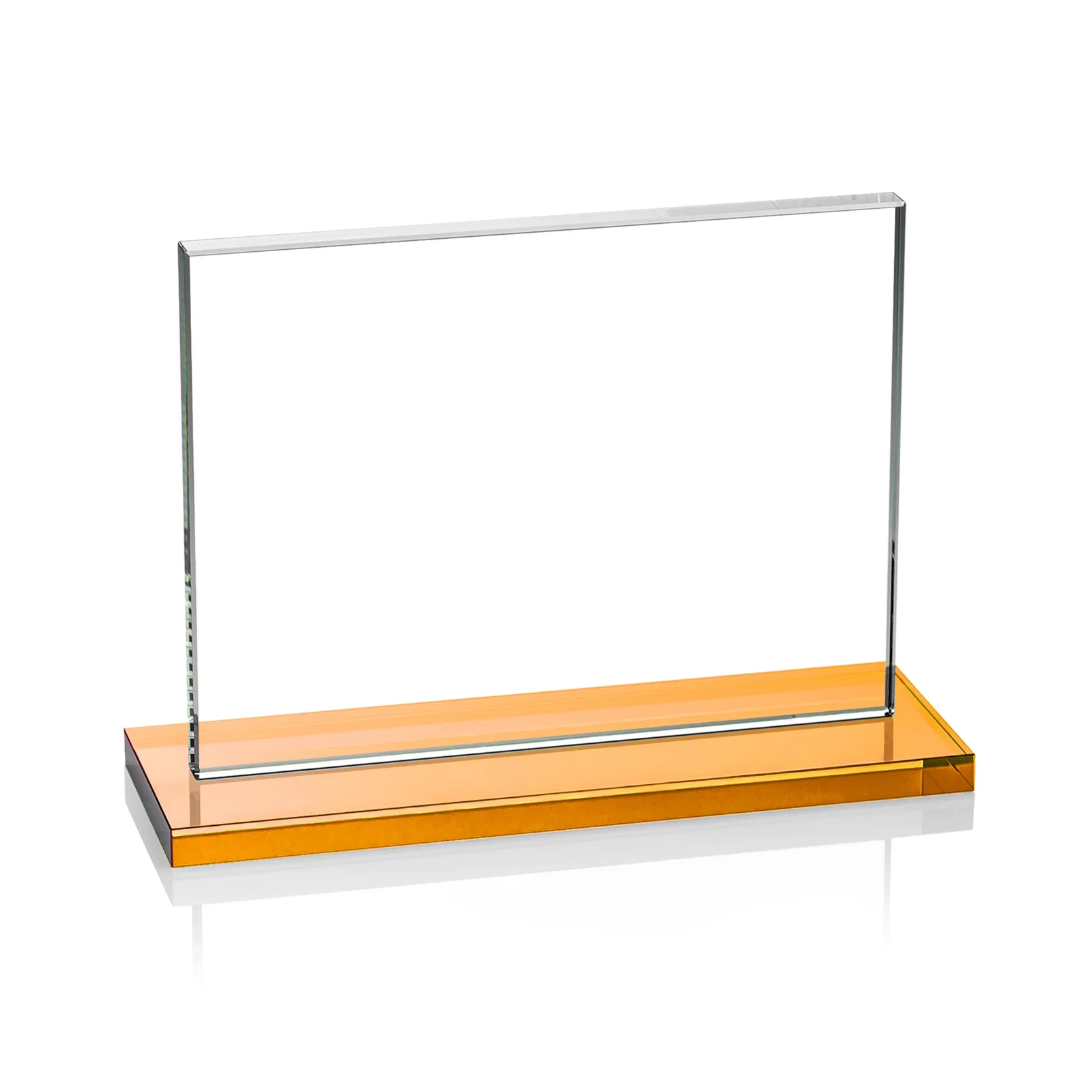 Branded Starfire Crystal Rectangle Award On An Ebony Base, with your logo for company anniversary events