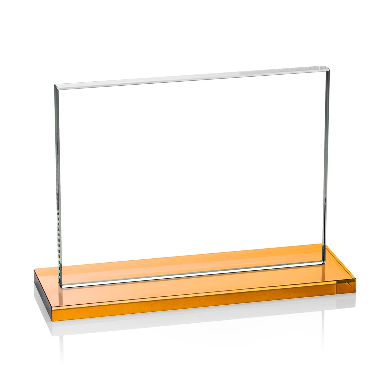 Custom printed Starfire Crystal Rectangle Award On An Ebony Base, with your logo for corporate award ceremonies