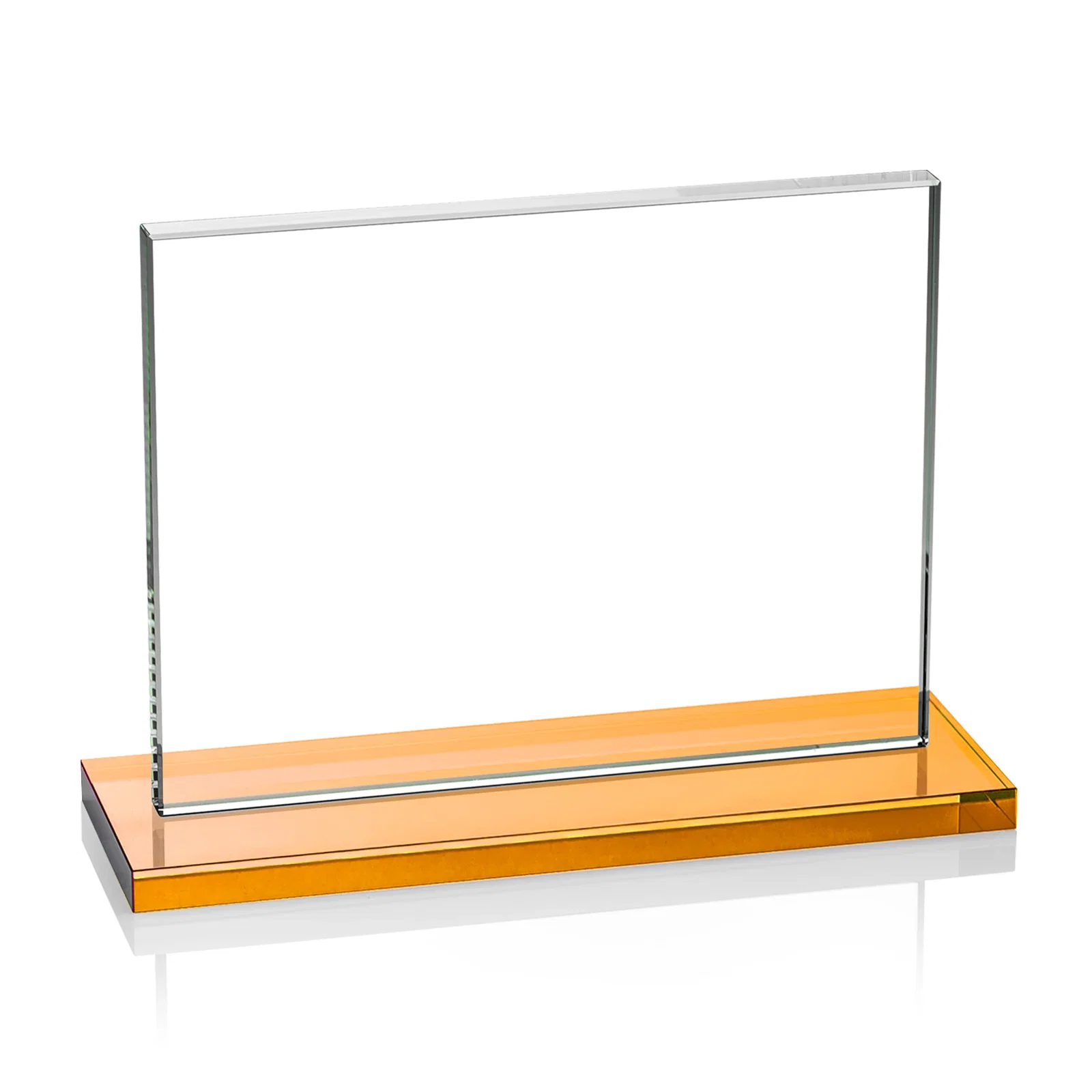 Custom printed Starfire Crystal Rectangle Award On An Ebony Base, with your logo for service anniversary gifts