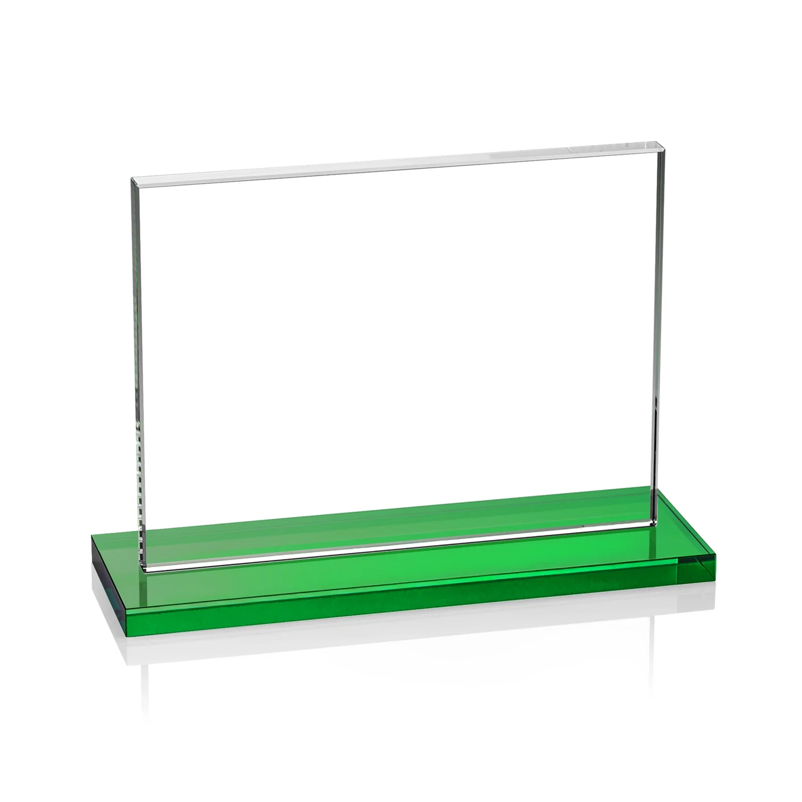 Custom printed Starfire Crystal Rectangle Award On An Ebony Base, with your logo for retirement presentations
