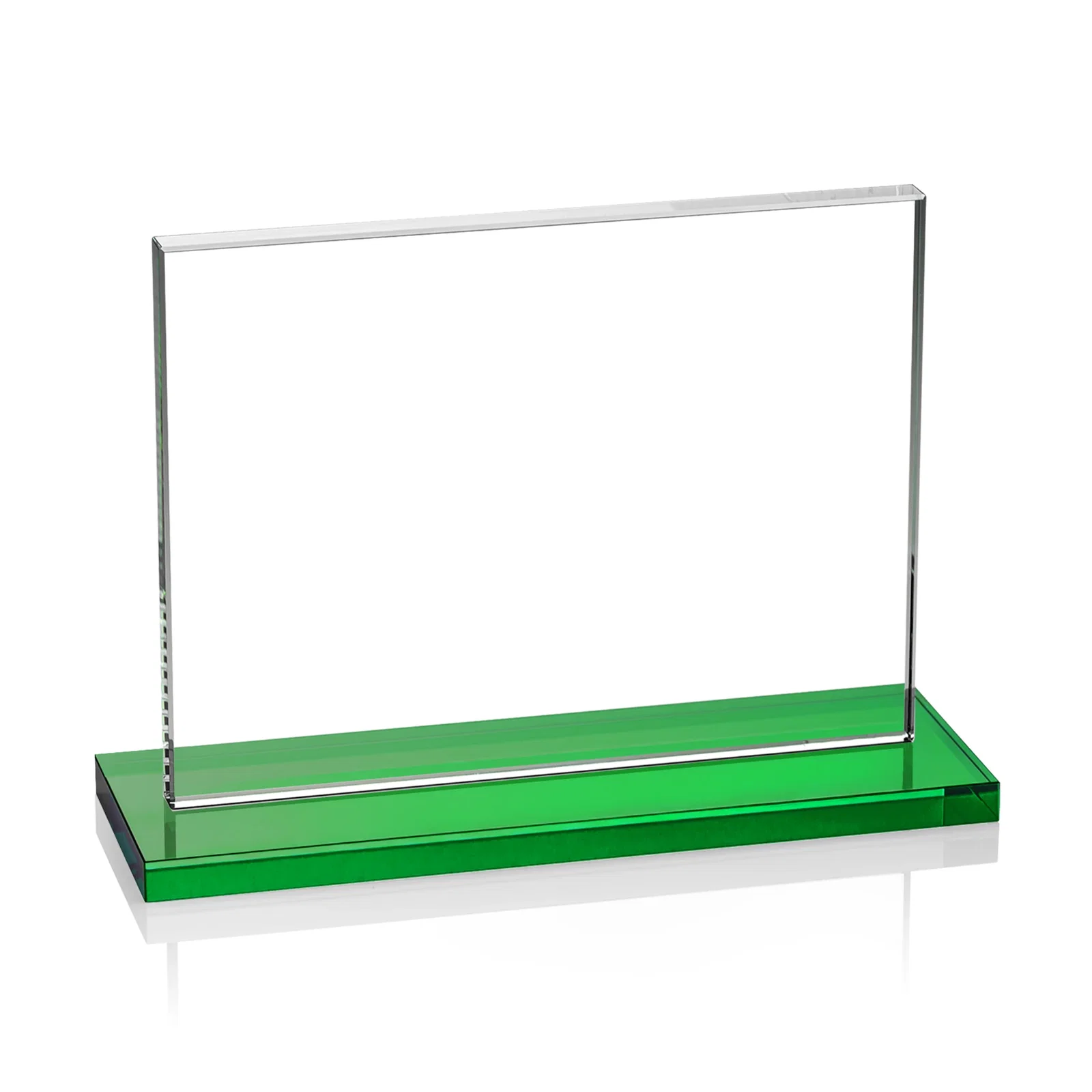Custom printed Starfire Crystal Rectangle Award On An Ebony Base, with your logo for donor appreciation