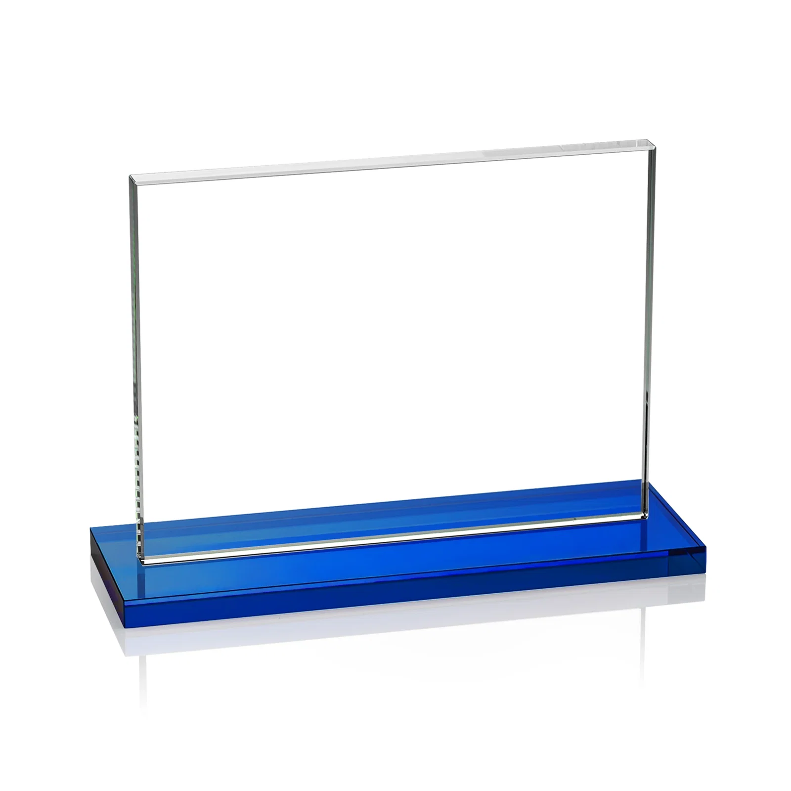 Custom printed Starfire Crystal Rectangle Award On An Ebony Base, with your logo for volunteer appreciation