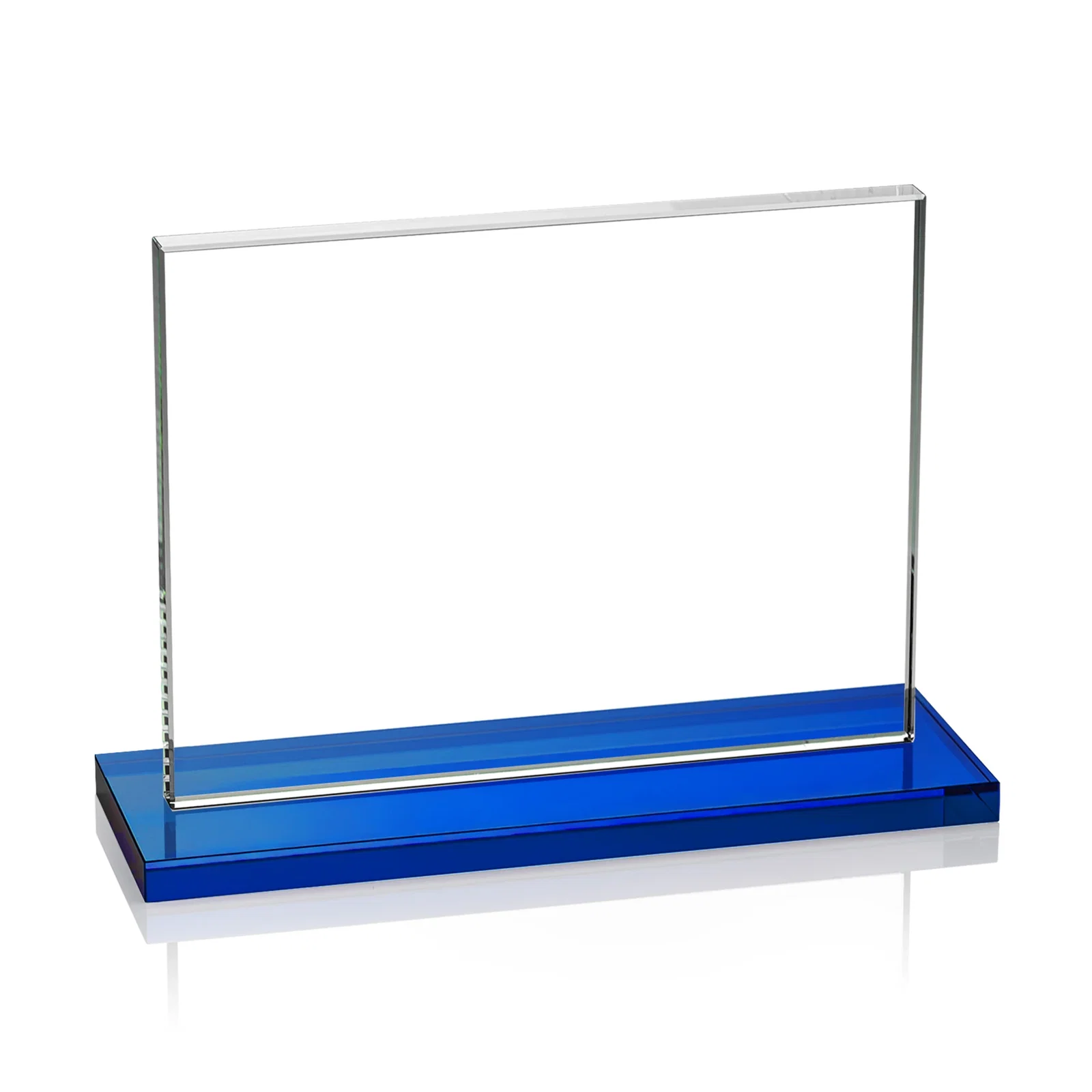 Custom printed Starfire Crystal Rectangle Award On An Ebony Base, with your logo for company anniversary events