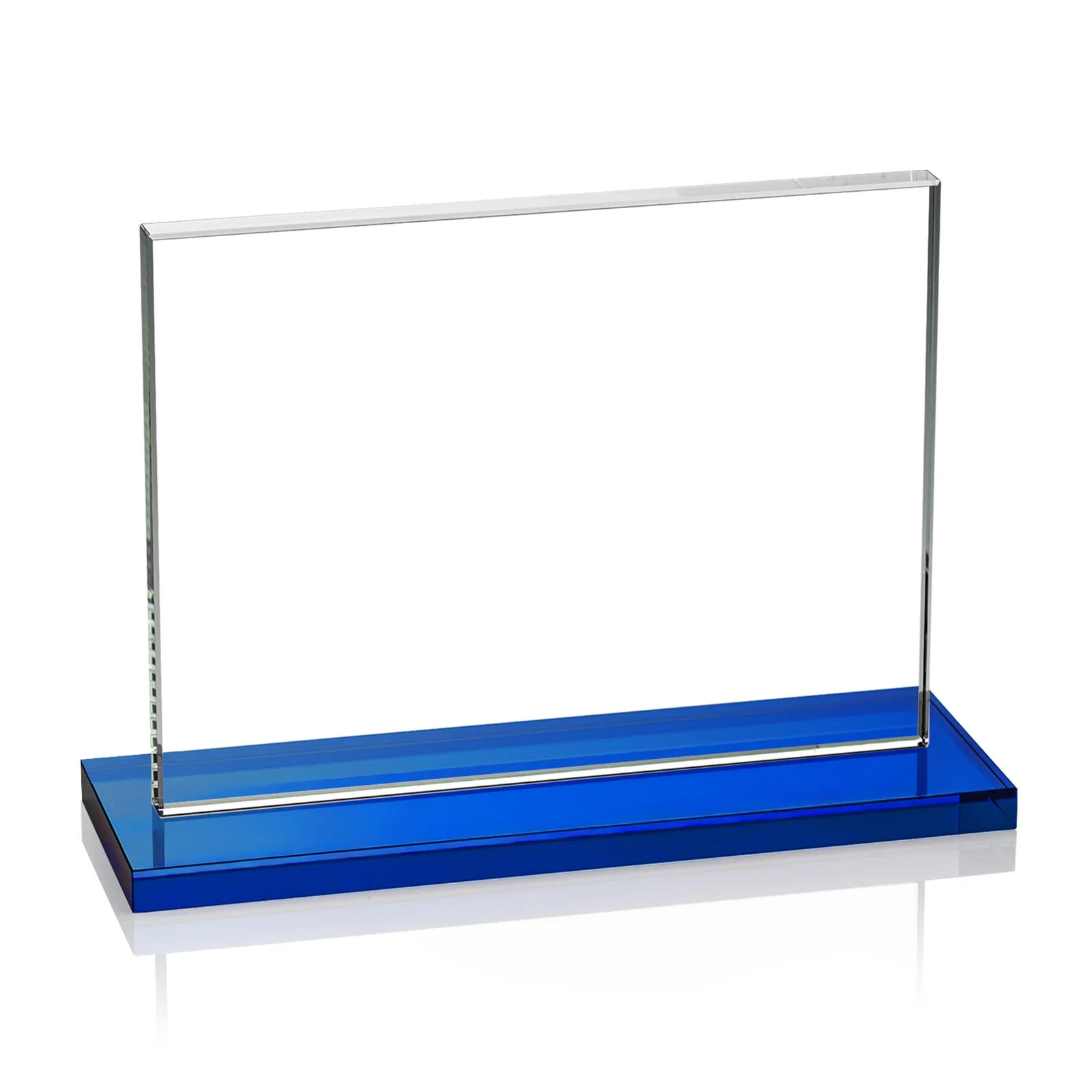 Customized Starfire Crystal Rectangle Award On An Ebony Base, with your logo for employee recognition