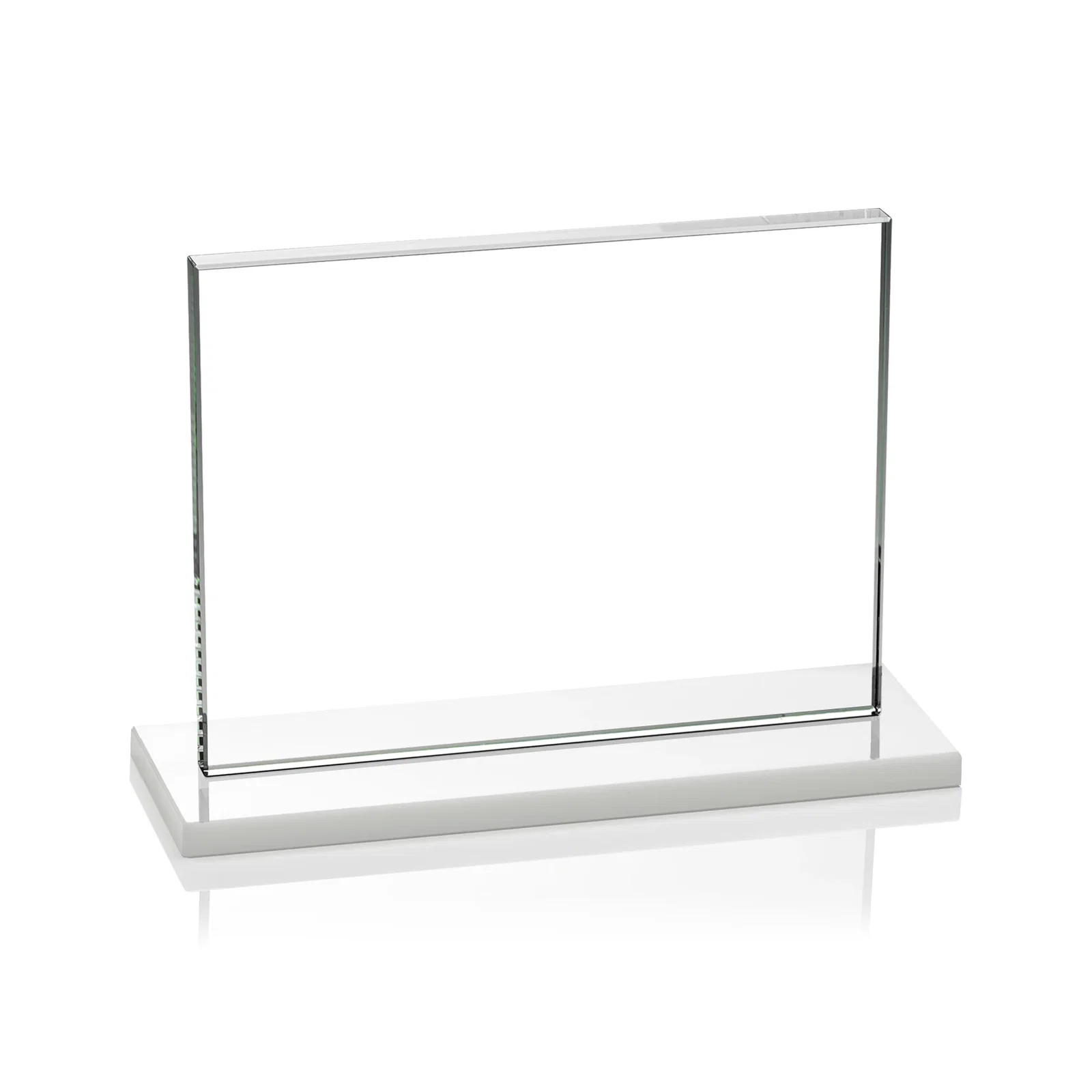 Customized Starfire Crystal Rectangle Award On An Ebony Base, with your logo for company anniversary events