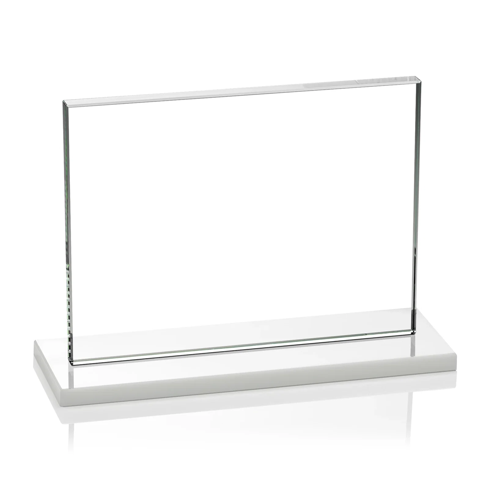 Custom engraved Starfire Crystal Rectangle Award On An Ebony Base, with your logo for sales achievement awards