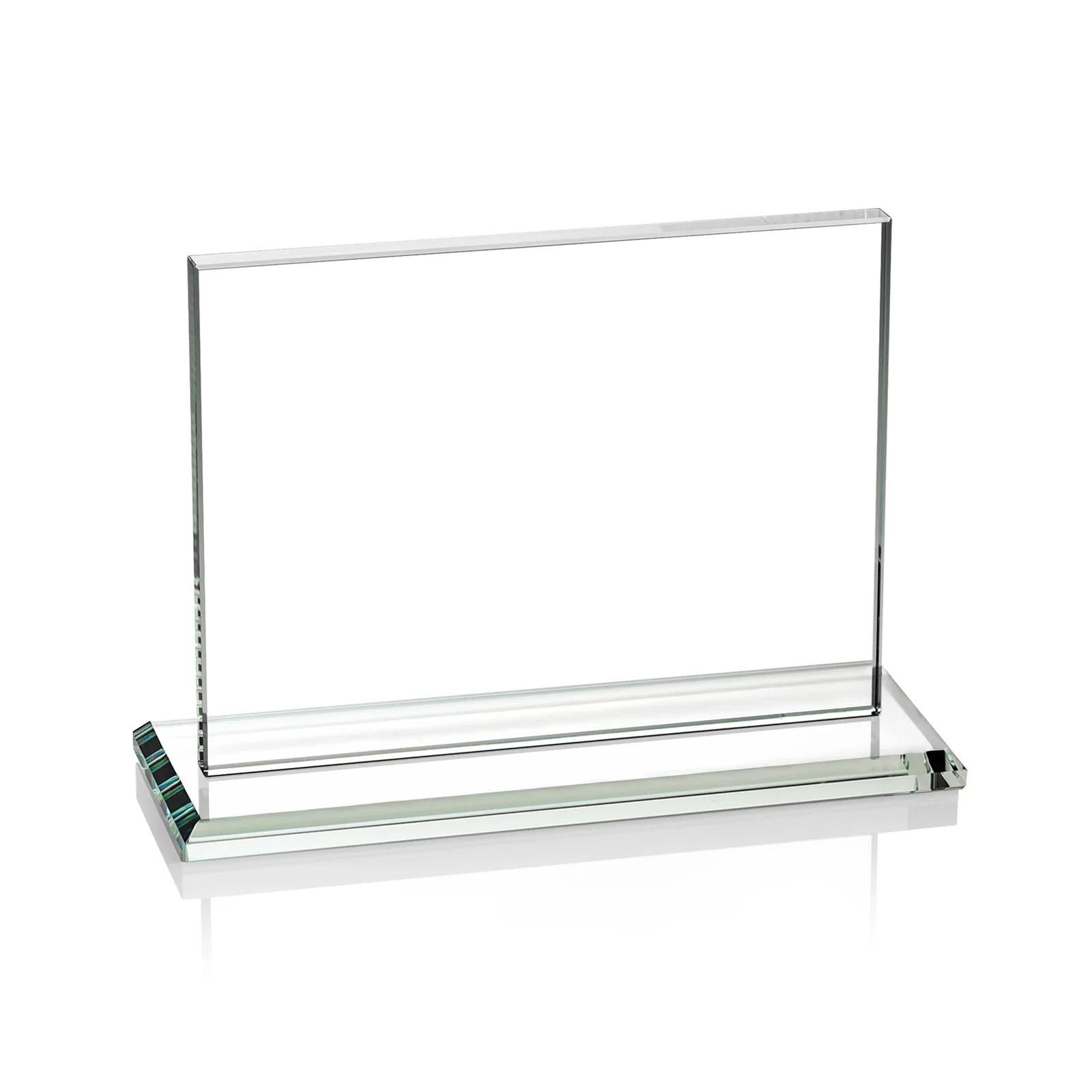 Custom engraved Starfire Crystal Rectangle Award On An Ebony Base, with your logo for retirement presentations