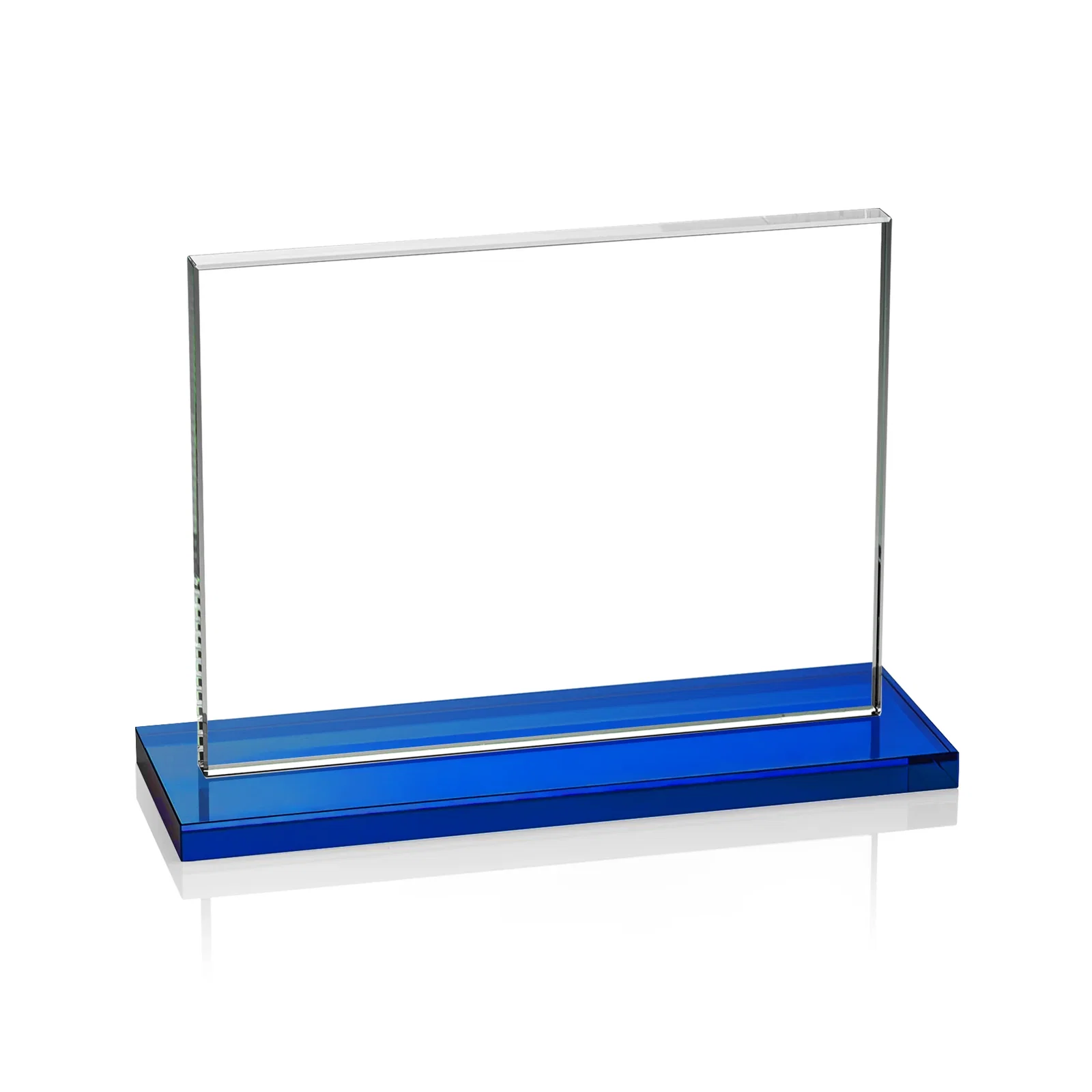 Custom engraved Starfire Crystal Rectangle Award On An Ebony Base, with your logo for donor appreciation