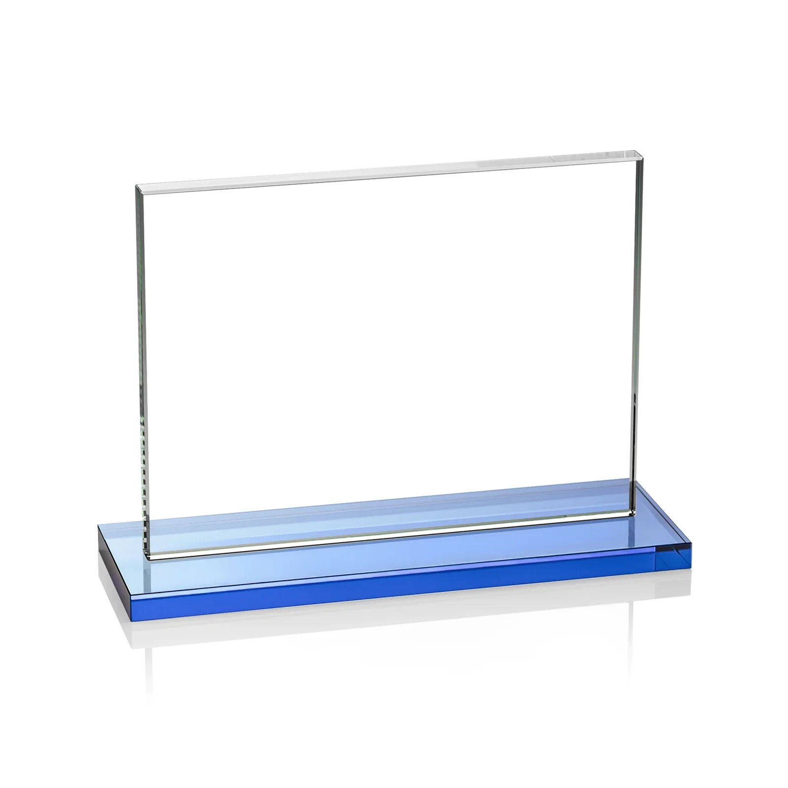 Custom engraved Starfire Crystal Rectangle Award On An Ebony Base, with your logo for graduation ceremonies