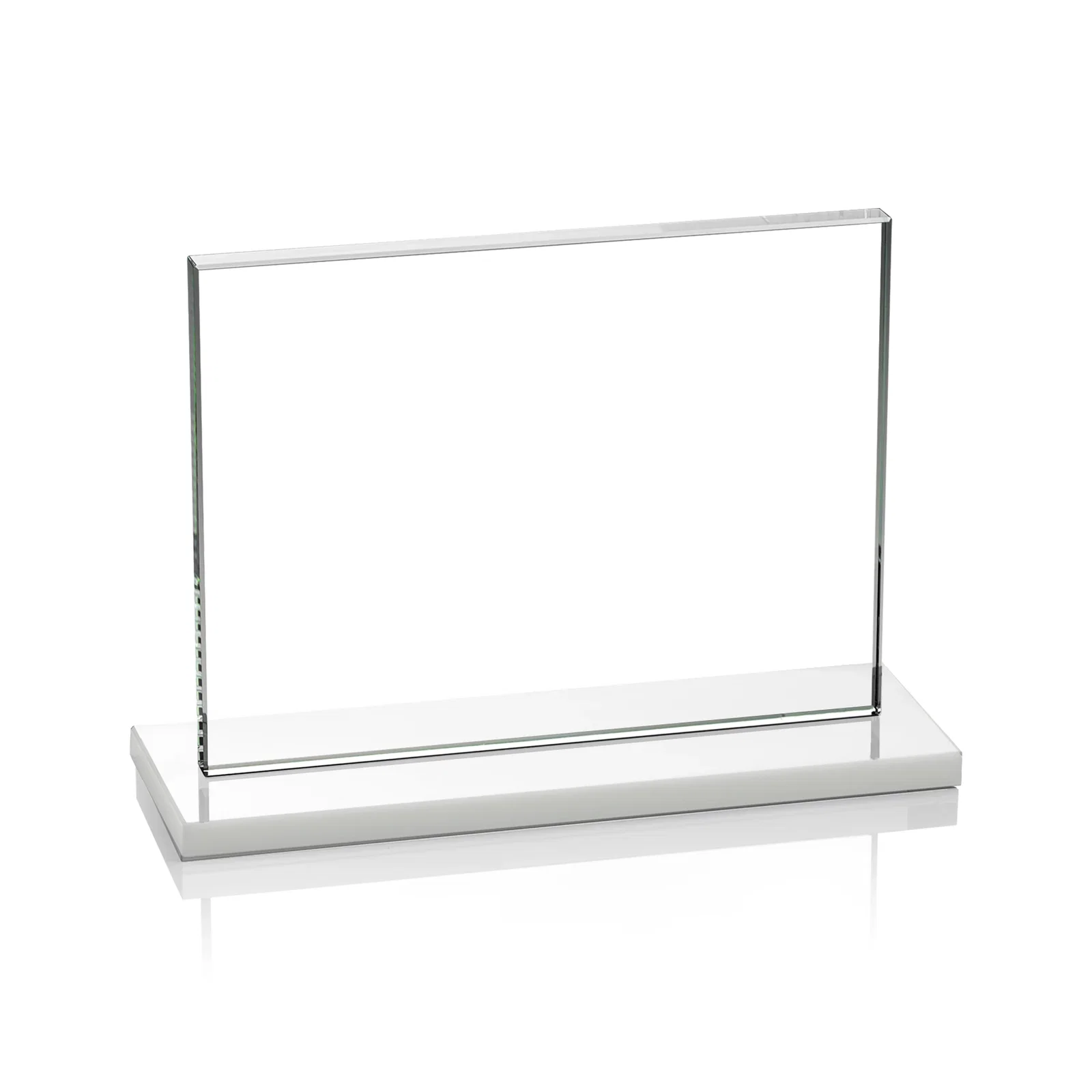 Custom engraved Starfire Crystal Rectangle Award On An Ebony Base, with your logo for safety achievement programs