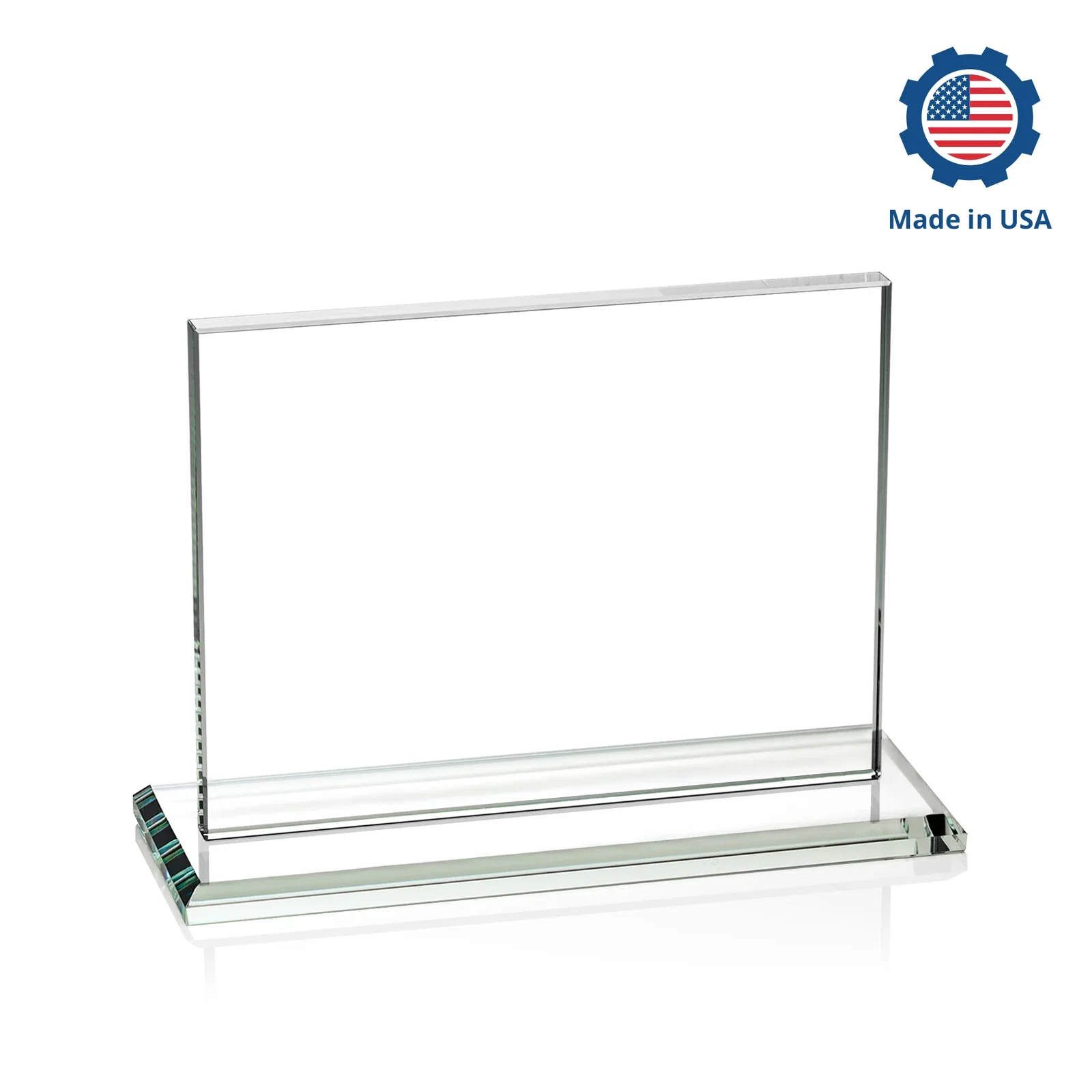 Custom engraved Starfire Crystal Rectangle Award On An Ebony Base, with your logo for volunteer appreciation