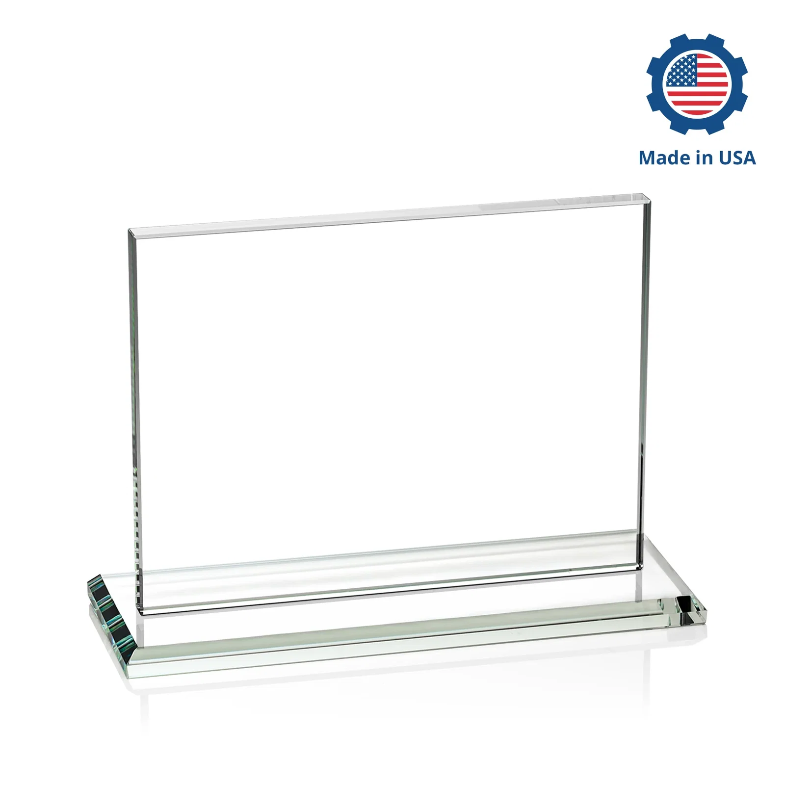 Custom engraved Starfire Crystal Rectangle Award On An Ebony Base, with your logo for dealer and partner awards