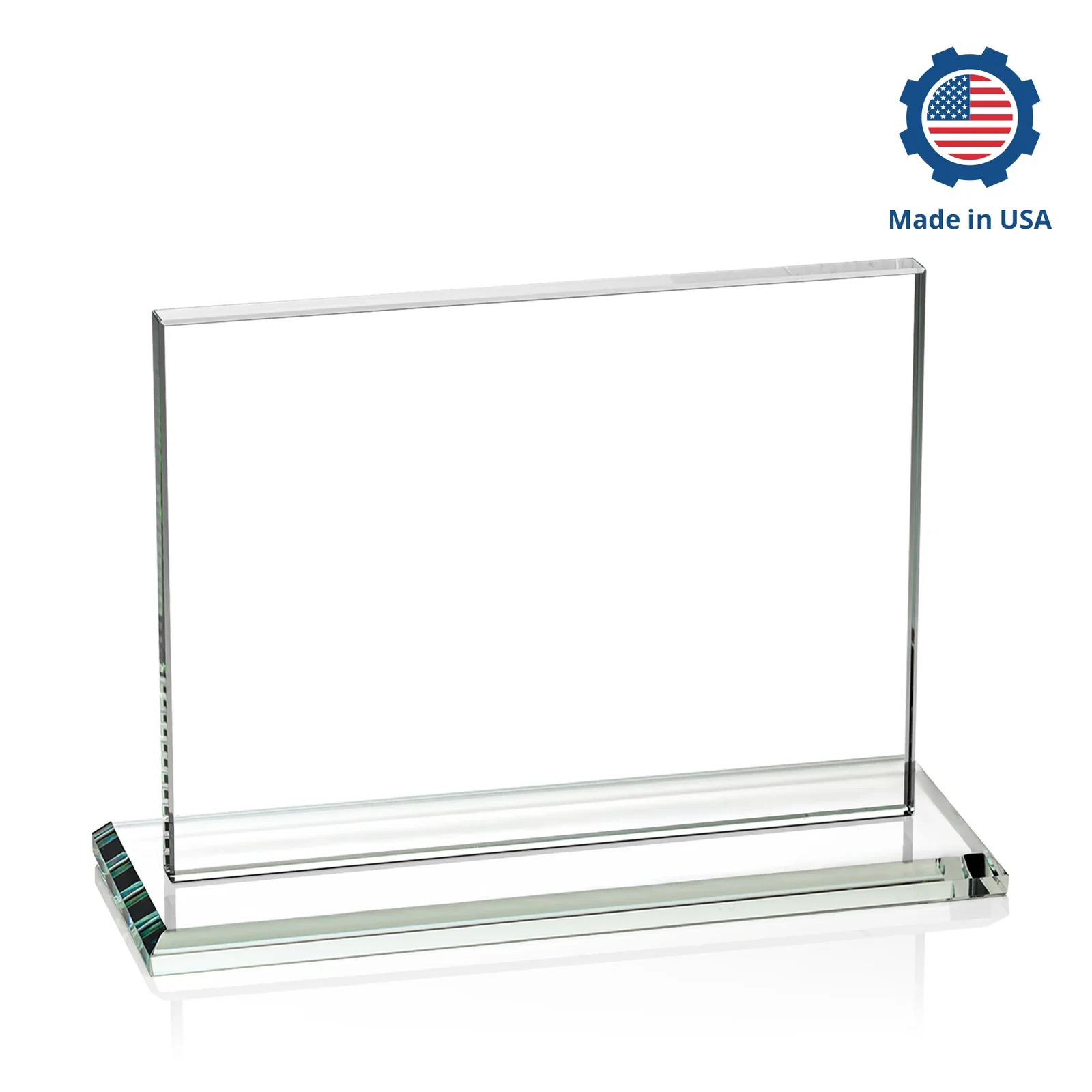 Custom Starfire Crystal Rectangle Award On An Ebony Base, with your company name for employee recognition