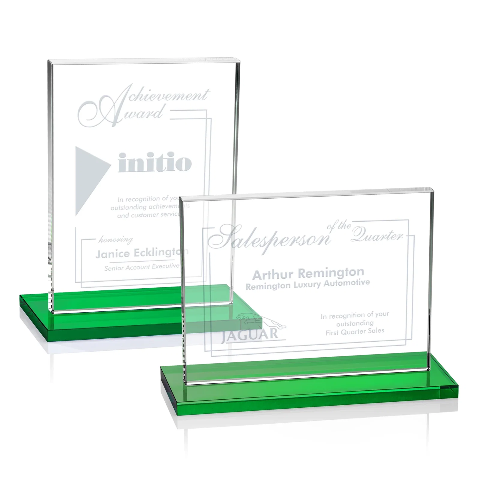 Promotional Starfire Crystal Rectangle Award On An Ebony Base for corporate award ceremonies