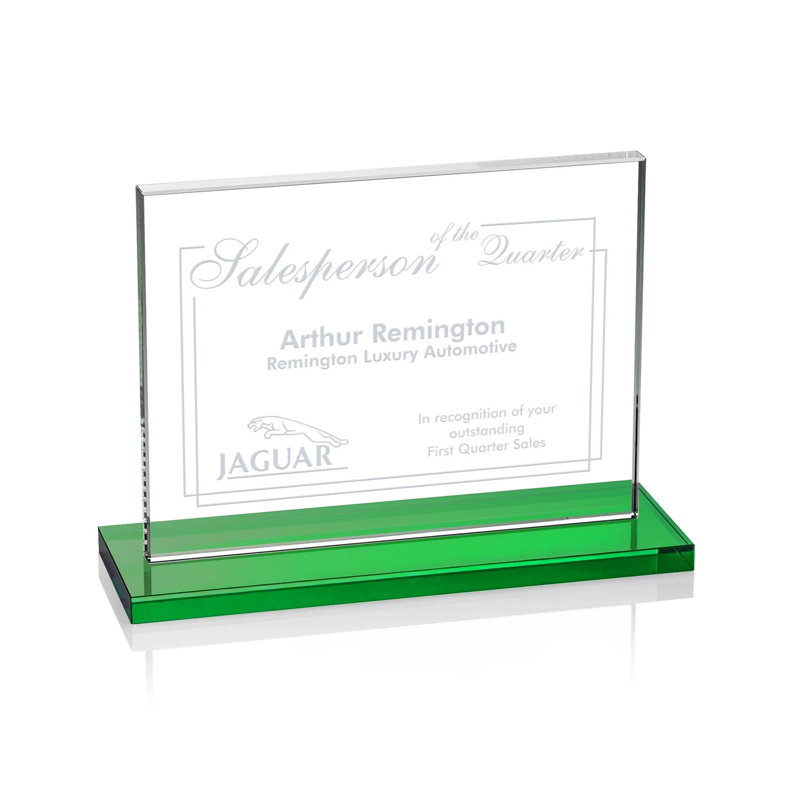 Promotional Starfire Crystal Rectangle Award On An Ebony Base for service anniversary gifts