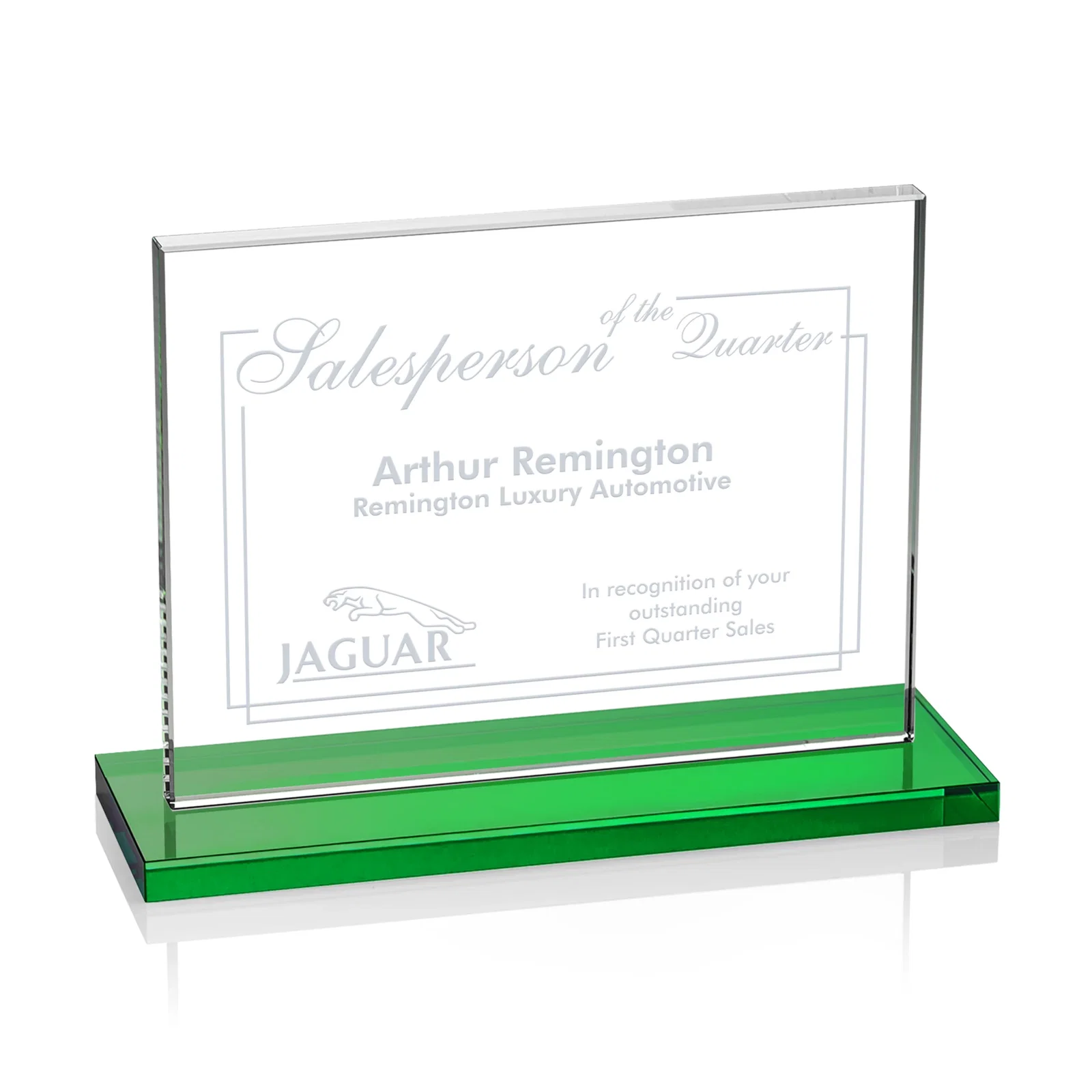 Promotional Starfire Crystal Rectangle Award On An Ebony Base for team milestone celebrations