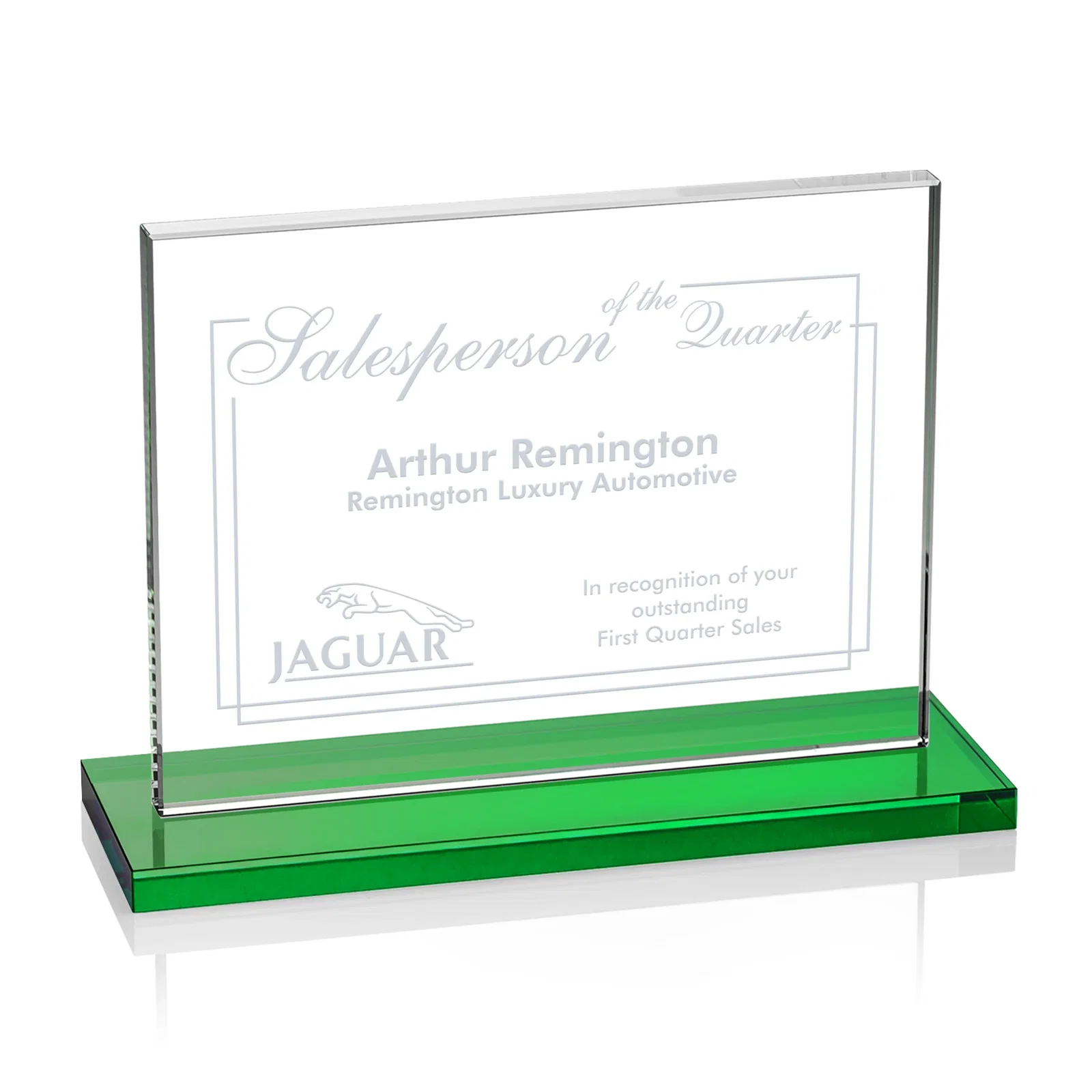 Promotional Starfire Crystal Rectangle Award On An Ebony Base for donor appreciation