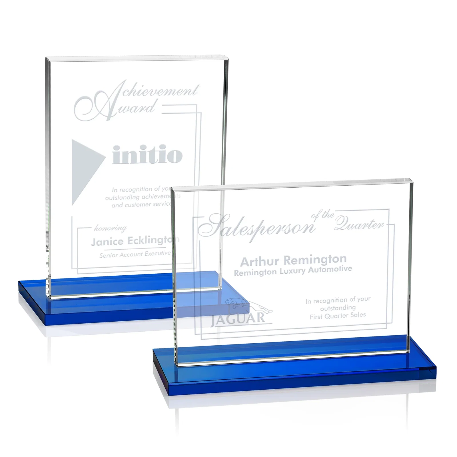 Promotional Starfire Crystal Rectangle Award On An Ebony Base for graduation ceremonies