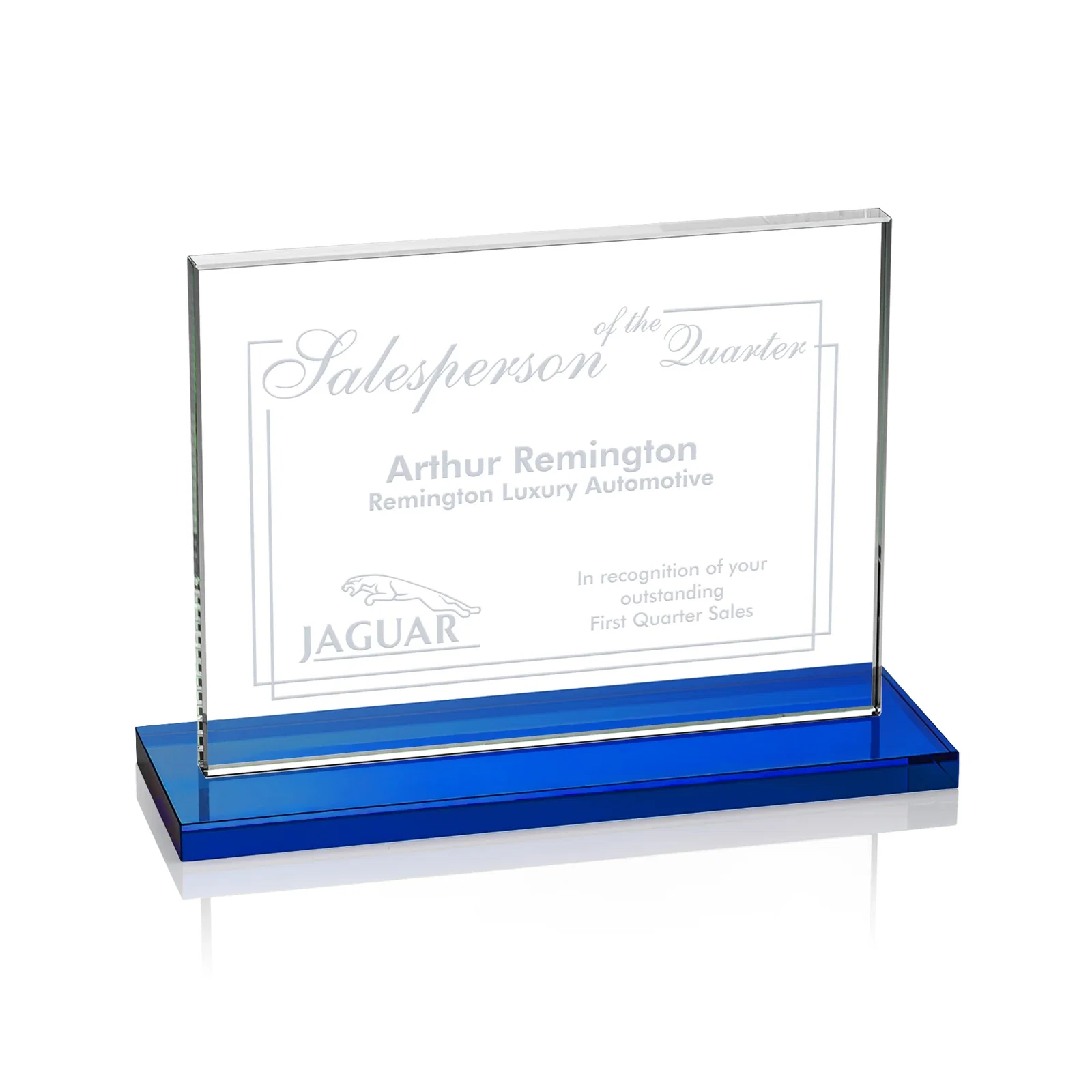 Promotional Starfire Crystal Rectangle Award On An Ebony Base for safety achievement programs