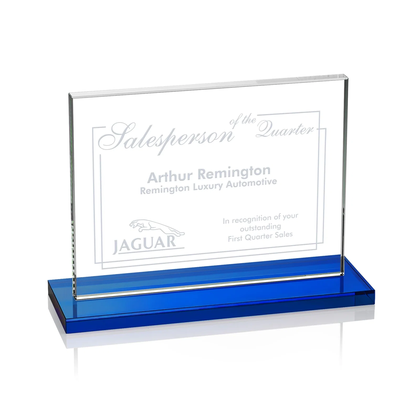 Promotional Starfire Crystal Rectangle Award On An Ebony Base for volunteer appreciation