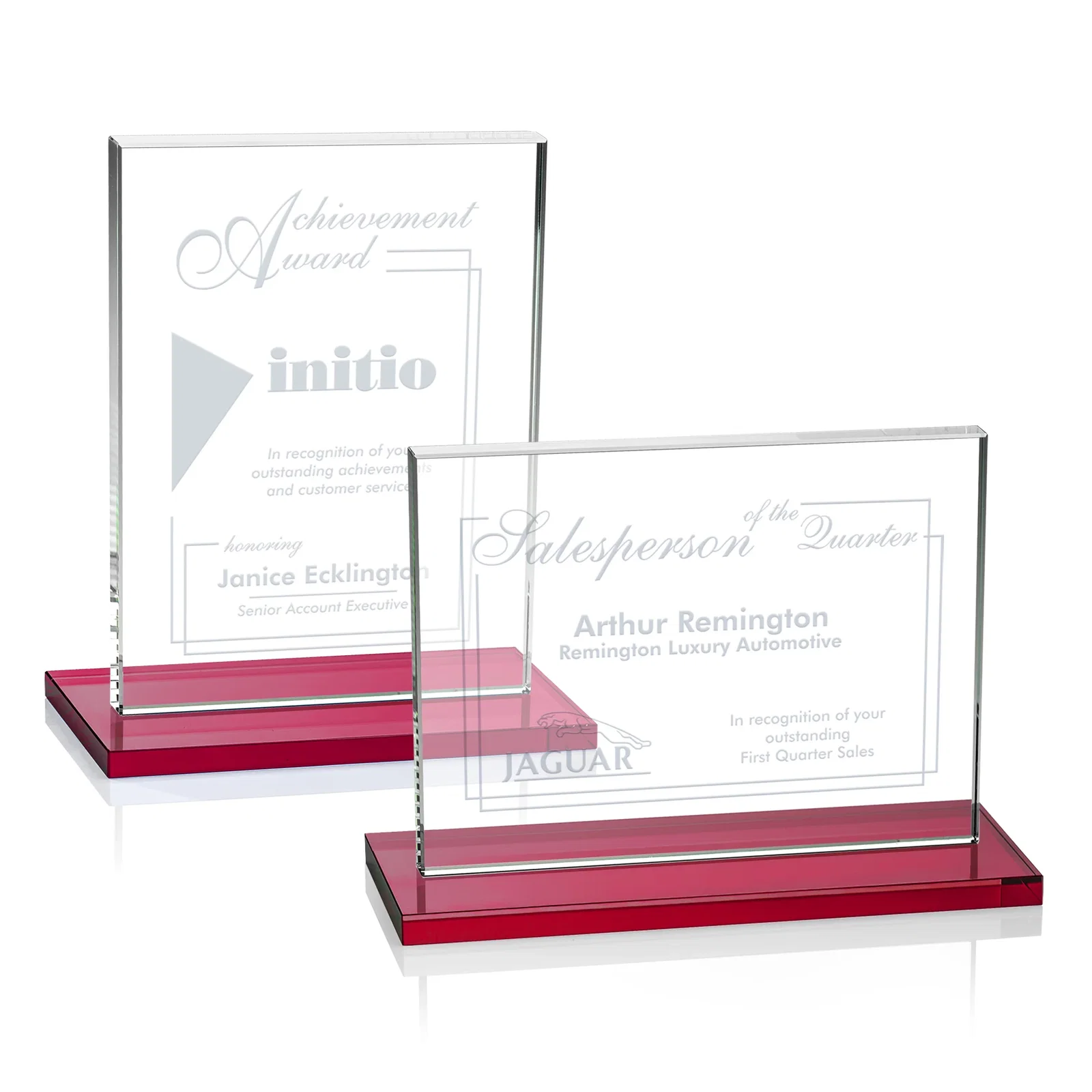 Branded Starfire Crystal Rectangle Award On An Ebony Base for corporate award ceremonies