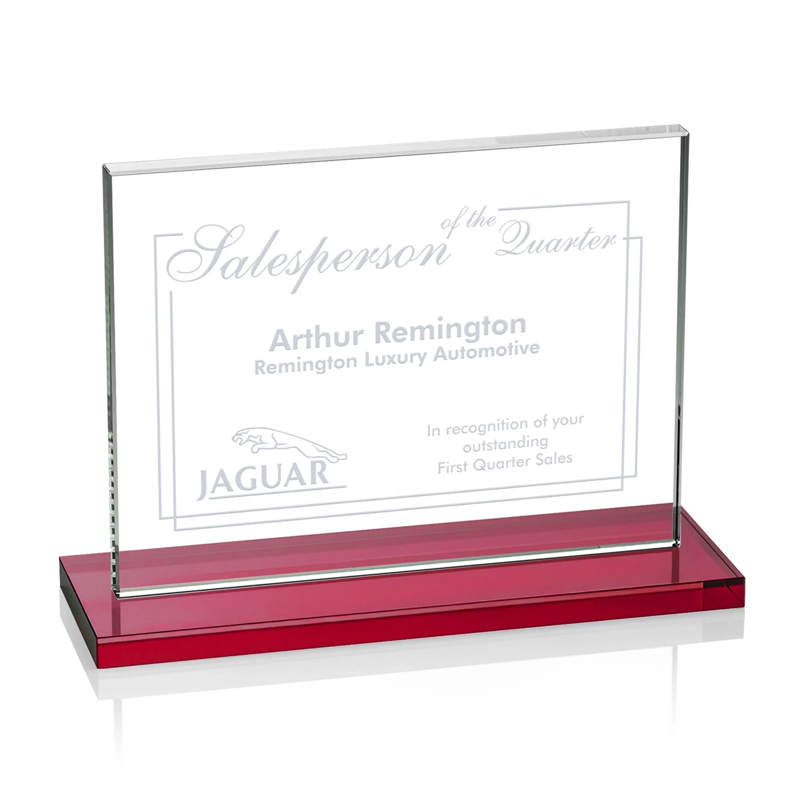Branded Starfire Crystal Rectangle Award On An Ebony Base for donor appreciation