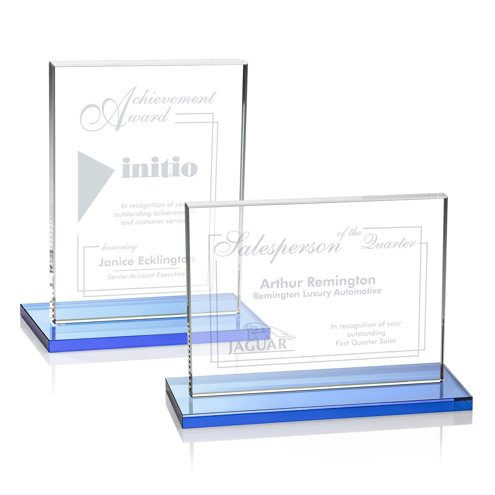 Branded Starfire Crystal Rectangle Award On An Ebony Base for graduation ceremonies