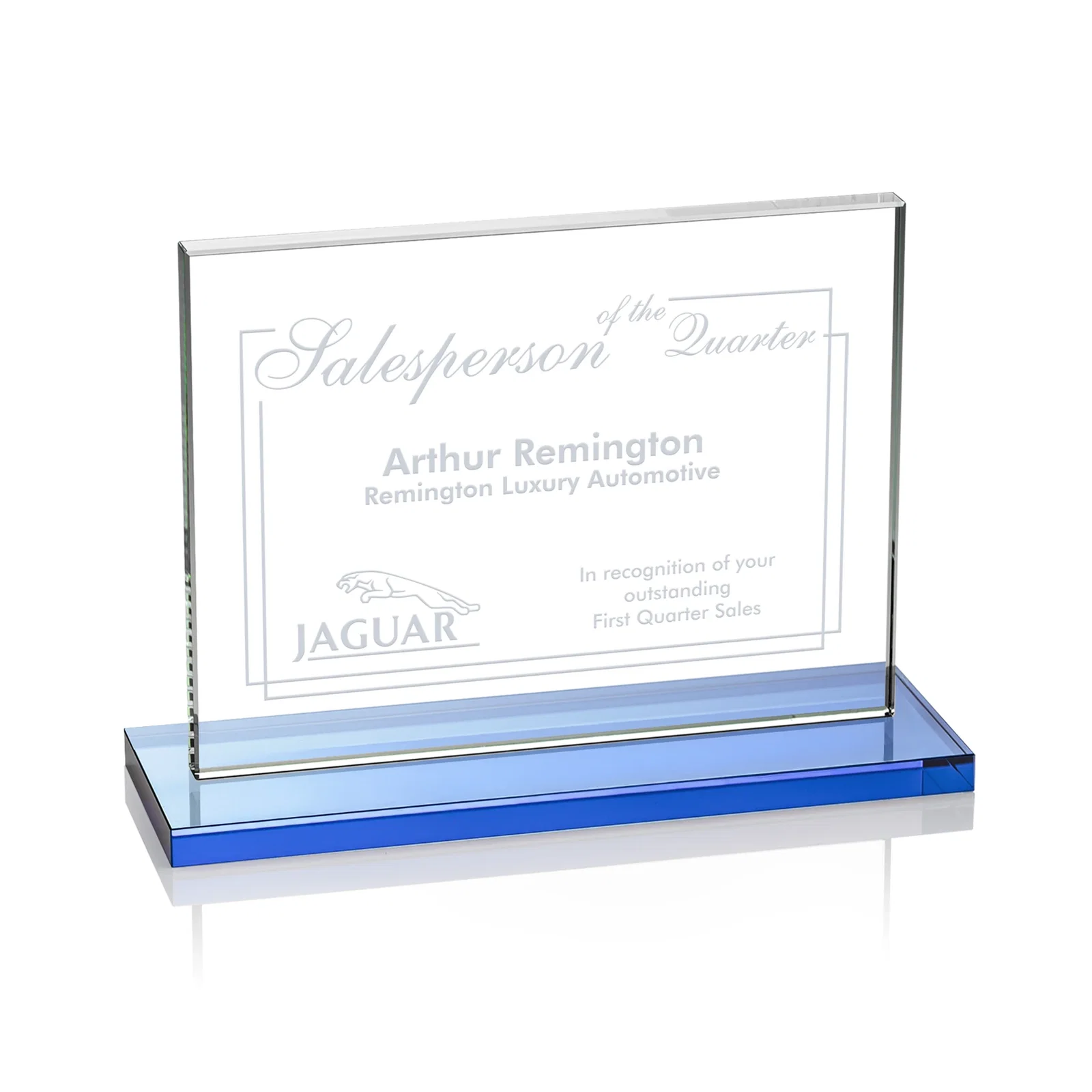 Branded Starfire Crystal Rectangle Award On An Ebony Base for volunteer appreciation