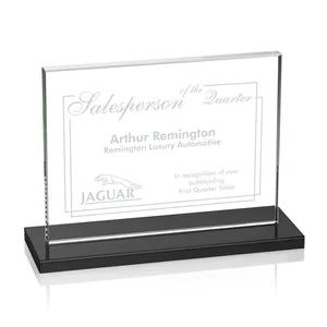 Starfire Crystal Rectangle Award On An Ebony Base
