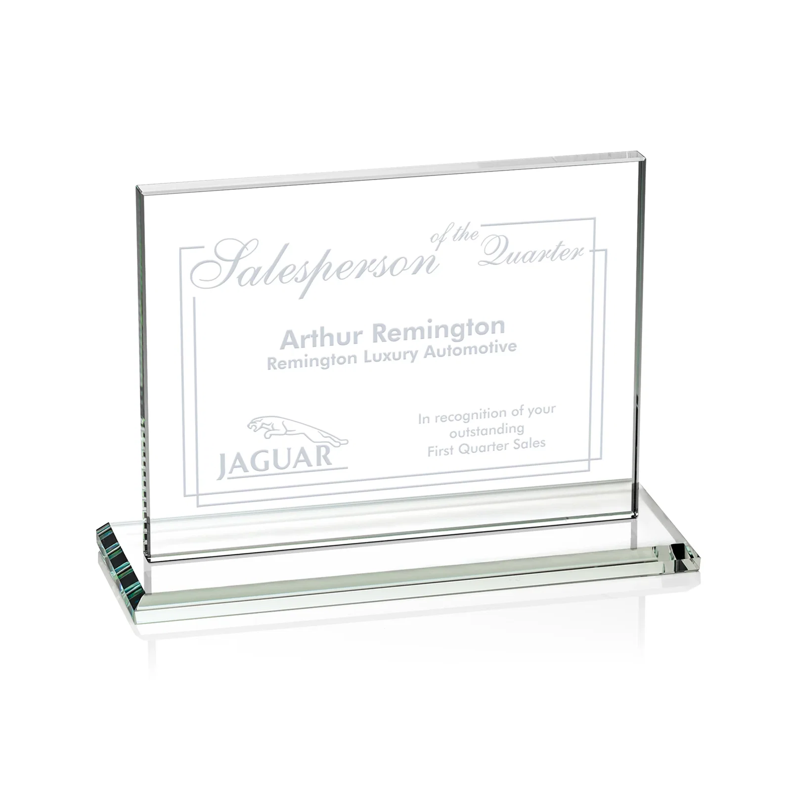 Custom Starfire Crystal Rectangle Award On An Ebony Base for safety achievement programs