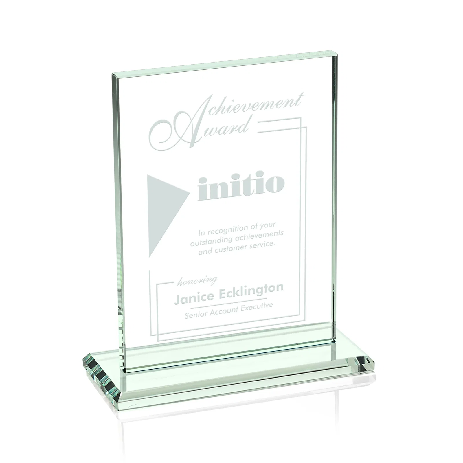 Custom Jade Crystal Rectangle Award On A Jade Base, Vertical Or Horizontal for employee recognition
