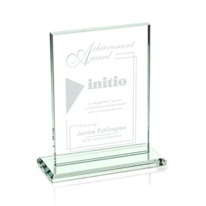Jade Crystal Rectangle Award On A Jade Base, Vertical Or Horizontal