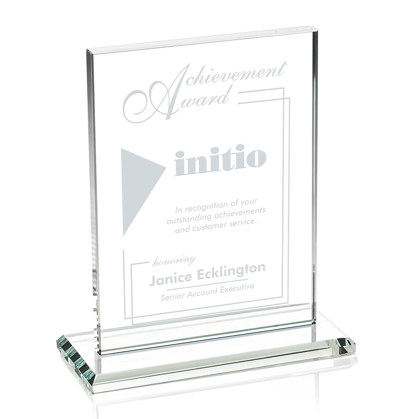 Custom Jade Crystal Rectangle Award On A Jade Base, Vertical Or Horizontal for volunteer appreciation