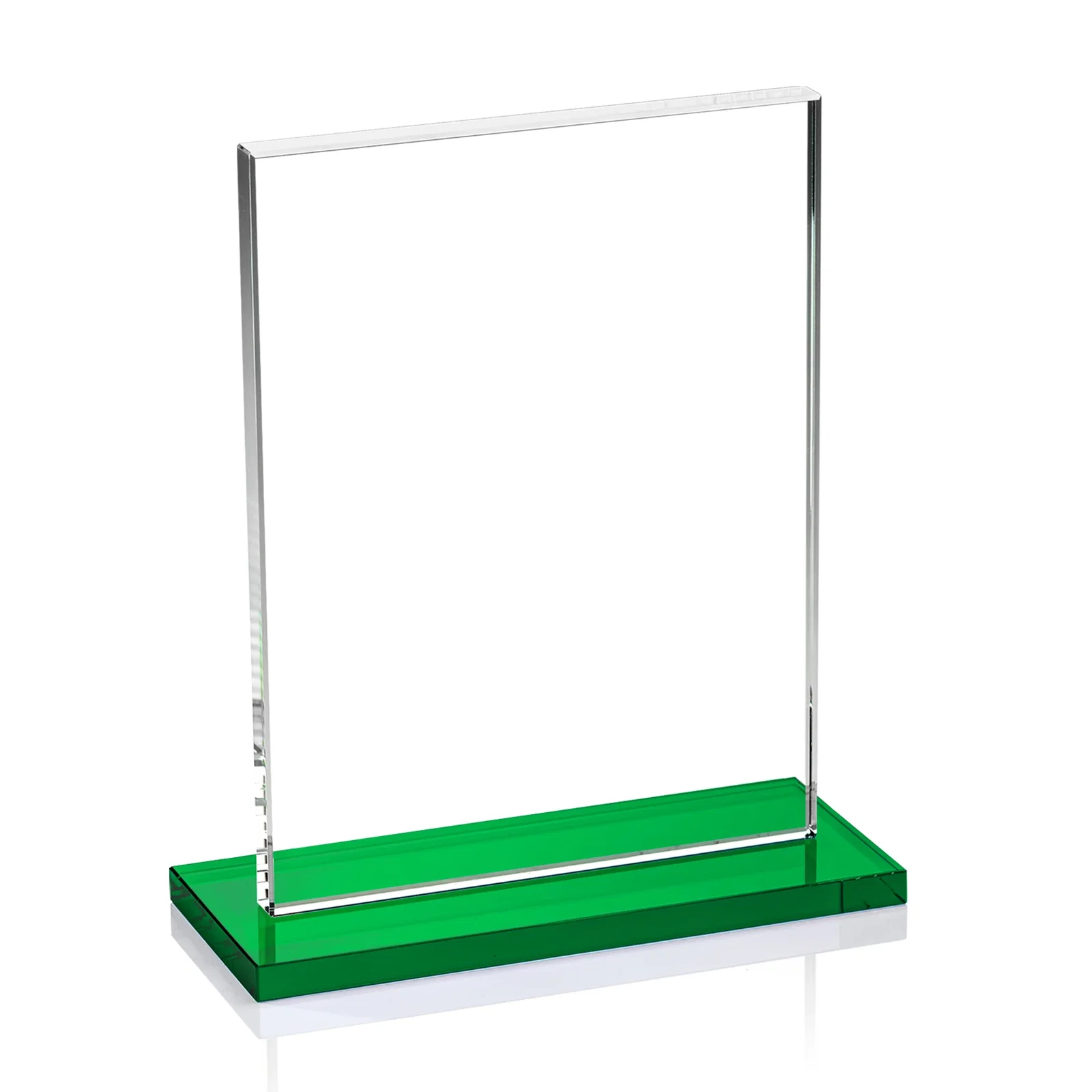 Promotional Jade Crystal Rectangle Award On A Jade Base, Vertical Or Horizontal, with your logo for team milestone celebrations