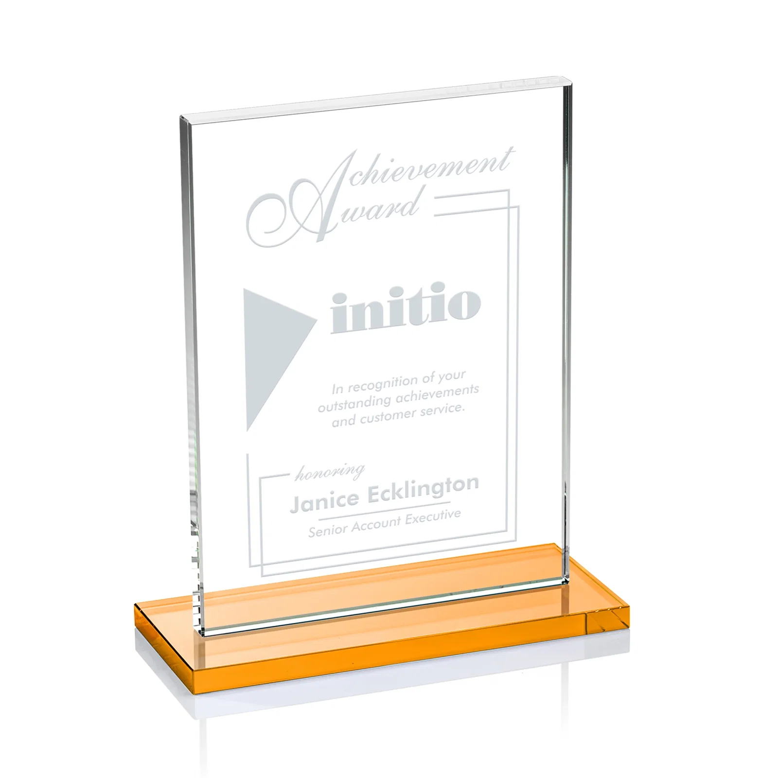Custom Jade Crystal Rectangle Award On A Jade Base, Vertical Or Horizontal for company anniversary events