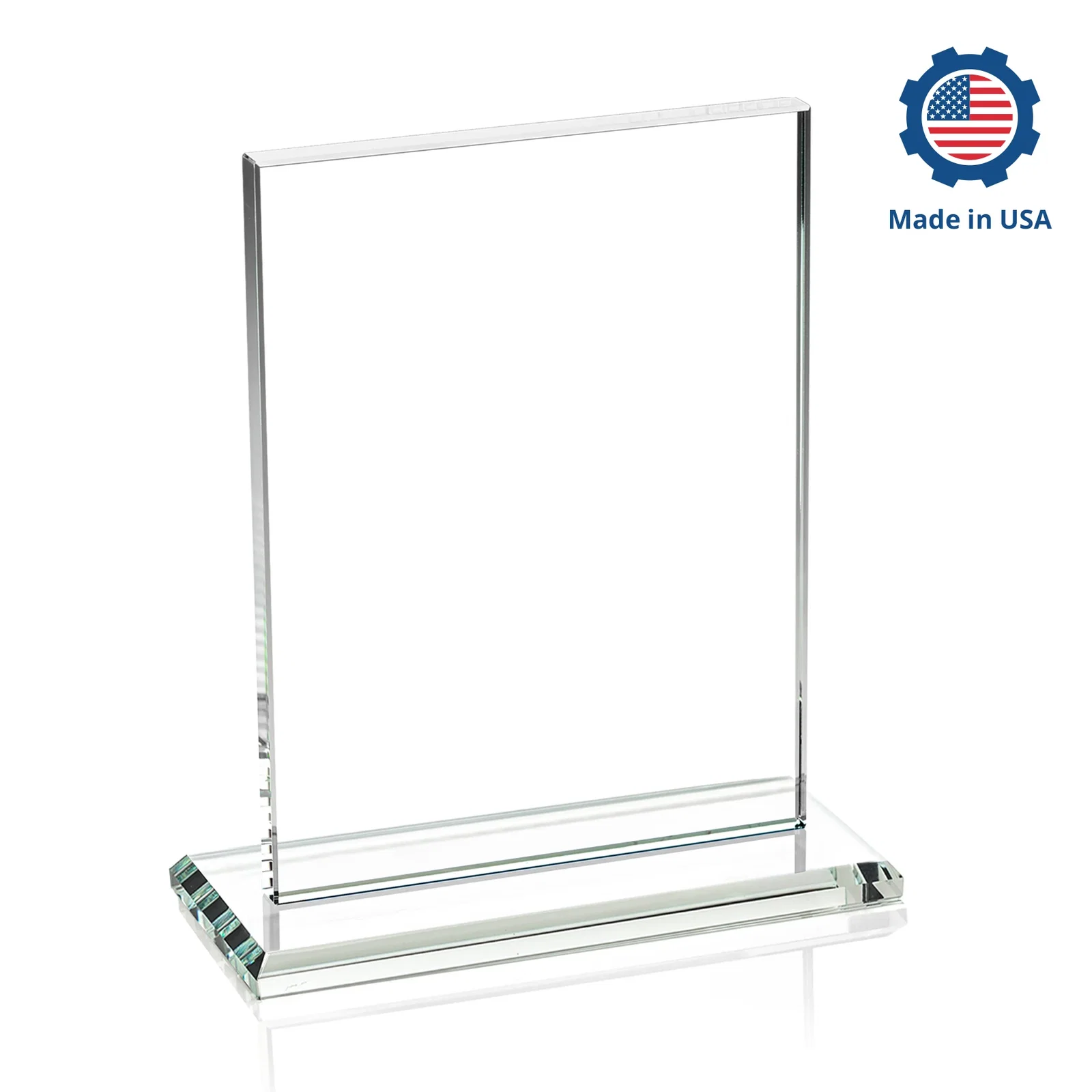 Custom printed Jade Crystal Rectangle Award On A Jade Base, Vertical Or Horizontal, with your logo for dealer and partner awards